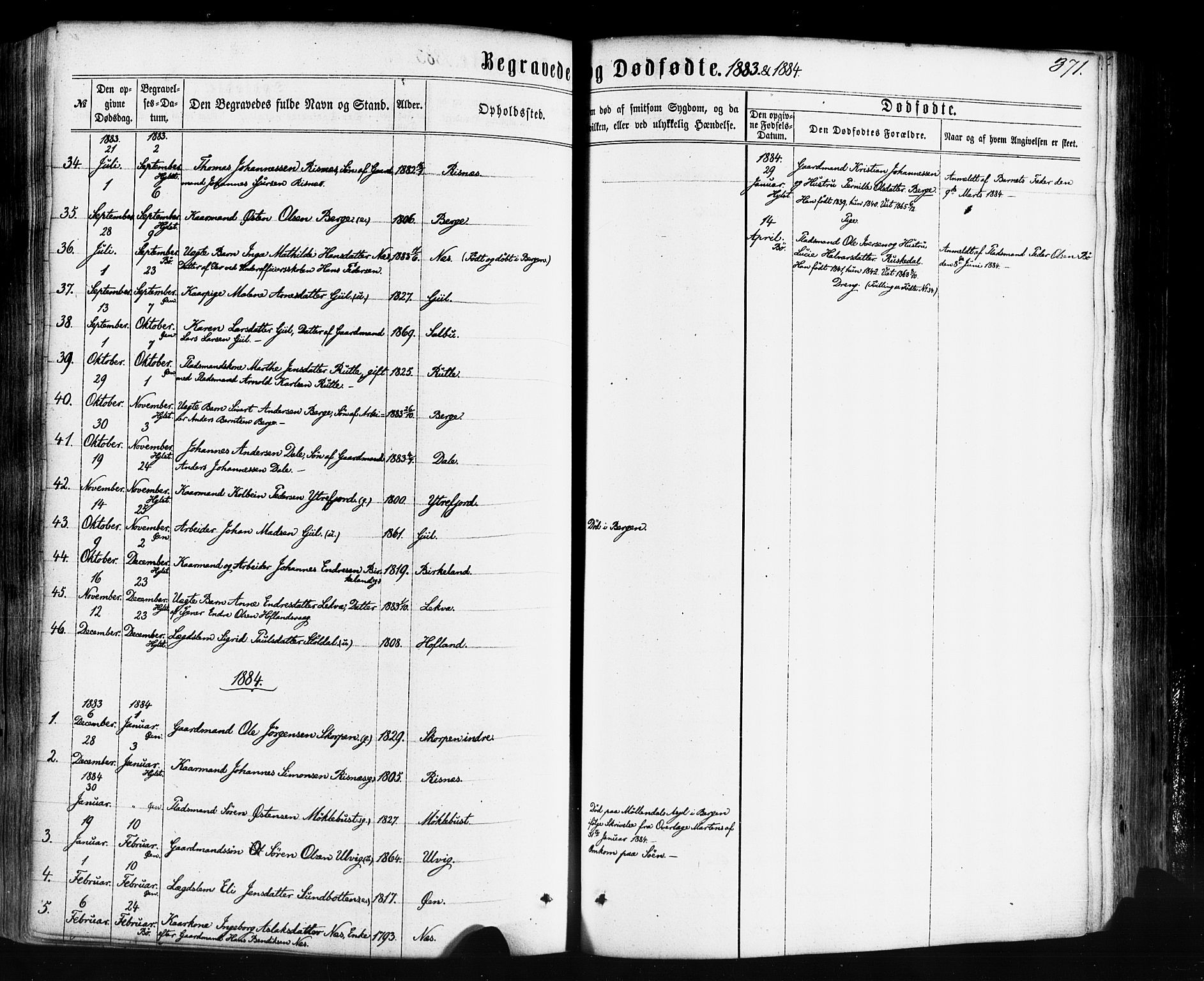 Hyllestad sokneprestembete, SAB/A-80401: Parish register (official) no. A 1, 1861-1886, p. 371