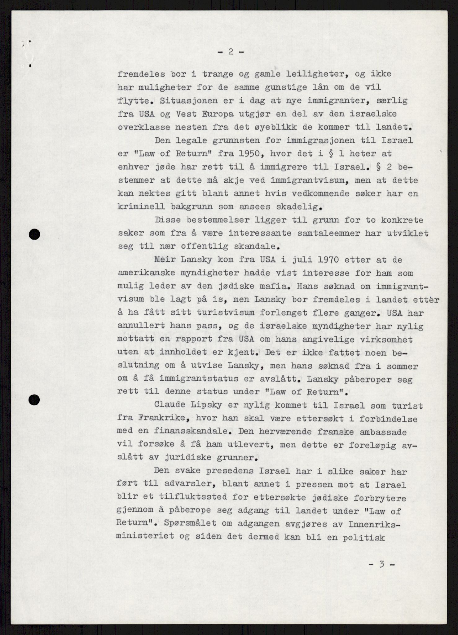 Utenriksdepartementet, hovedarkiv, AV/RA-S-6794/D/Db/Dba/L0776/0003: Verdenspolitikk. Fremmede staters politikk (G.L.) / Israel: Politikk (2 mapper), 1970-1972, p. 20