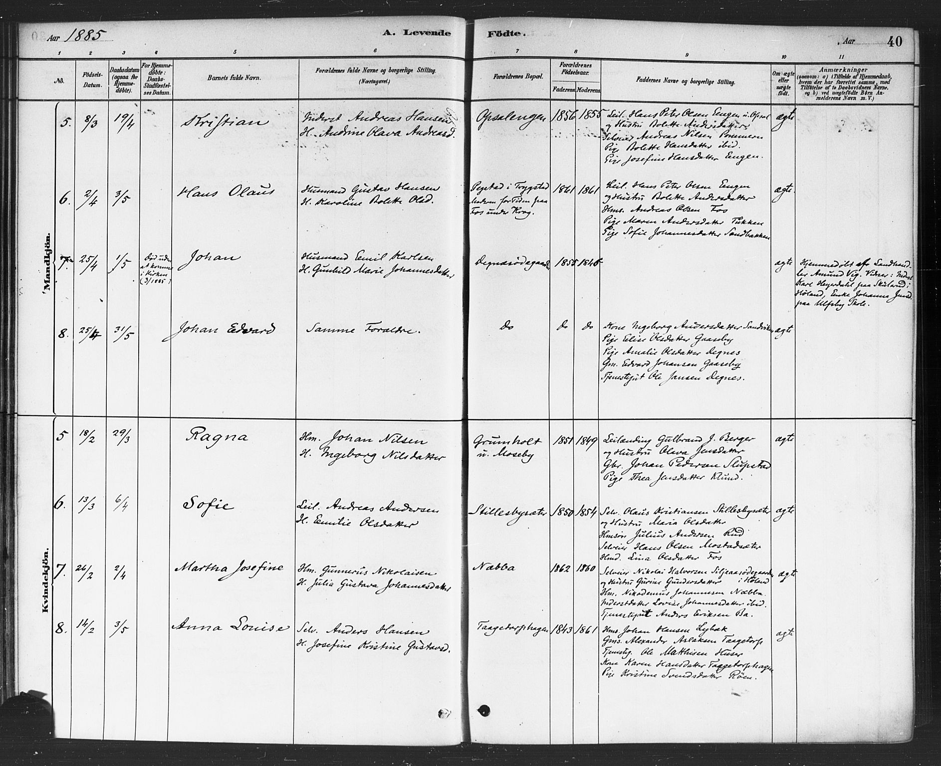 Rødenes prestekontor Kirkebøker, SAO/A-2005/F/Fa/L0009: Parish register (official) no. I 9, 1880-1889, p. 40