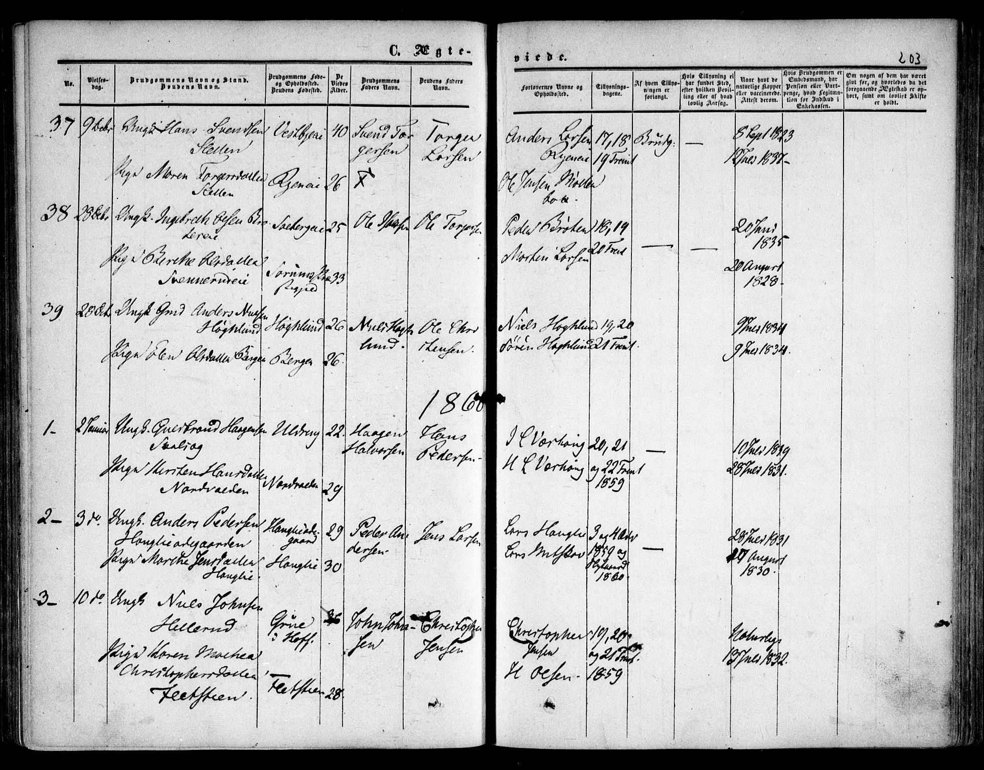 Skedsmo prestekontor Kirkebøker, AV/SAO-A-10033a/F/Fa/L0010: Parish register (official) no. I 10, 1854-1865, p. 203