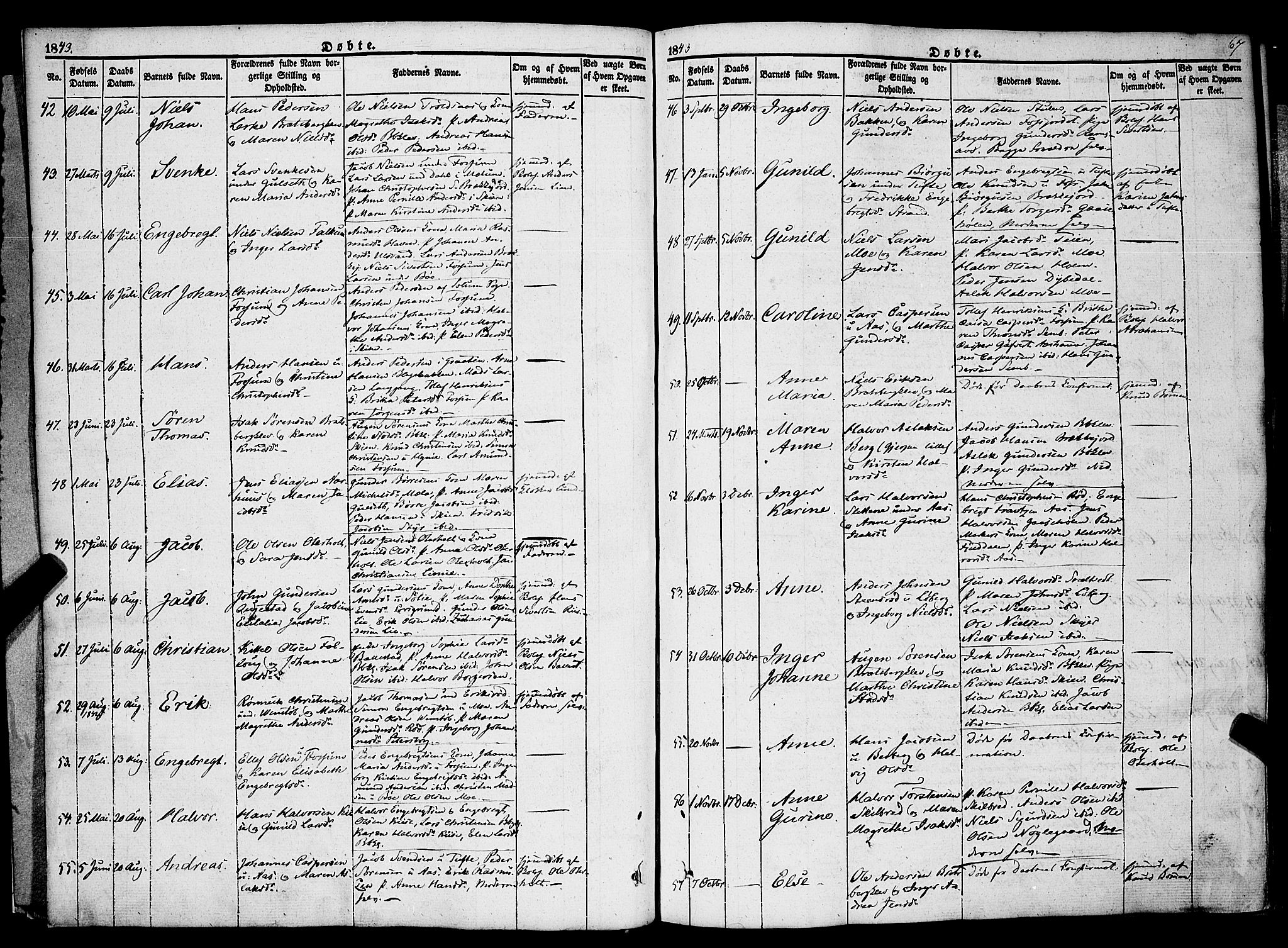 Gjerpen kirkebøker, AV/SAKO-A-265/F/Fa/L0007a: Parish register (official) no. I 7A, 1834-1857, p. 67