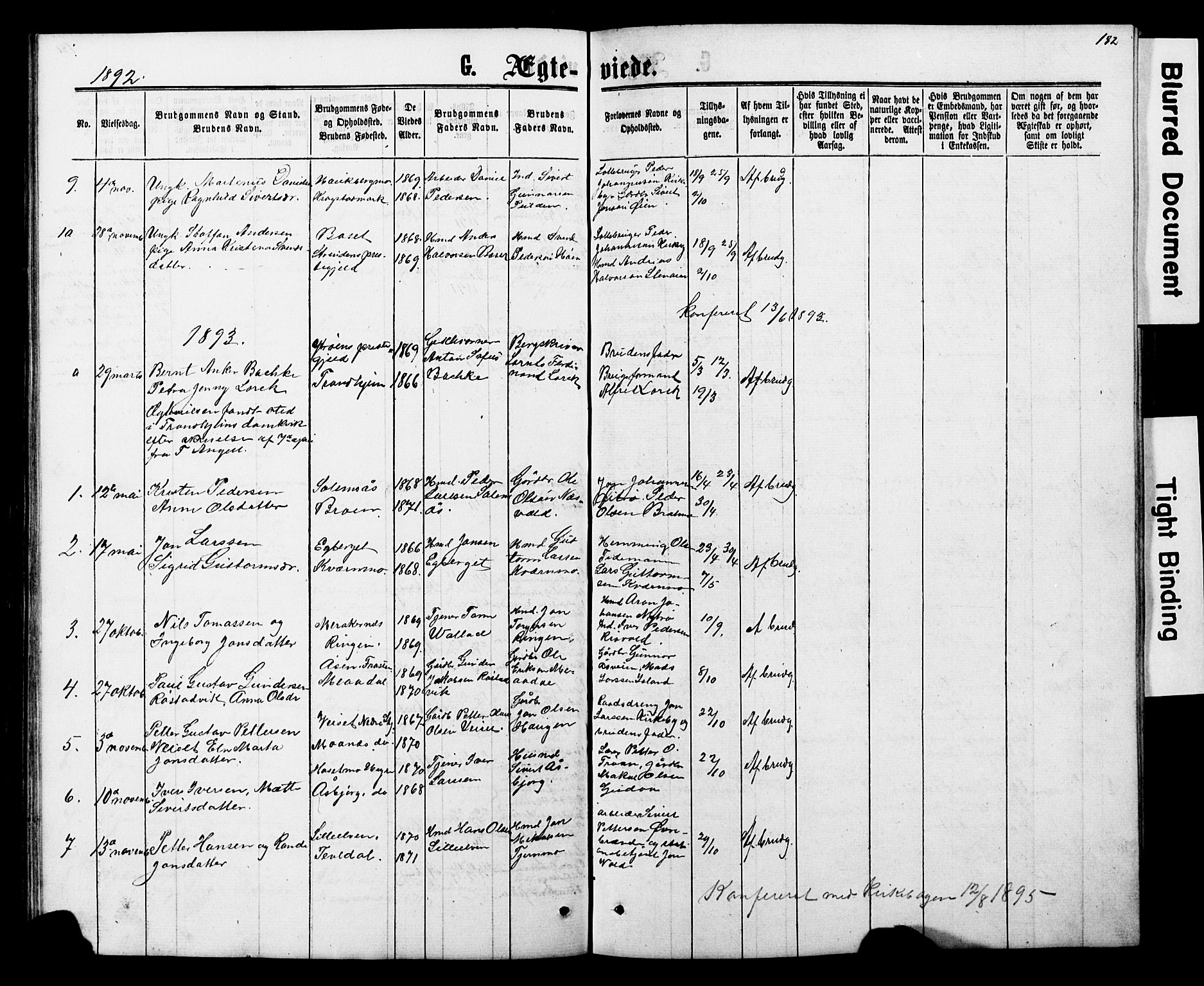 Ministerialprotokoller, klokkerbøker og fødselsregistre - Nord-Trøndelag, SAT/A-1458/706/L0049: Parish register (copy) no. 706C01, 1864-1895, p. 182