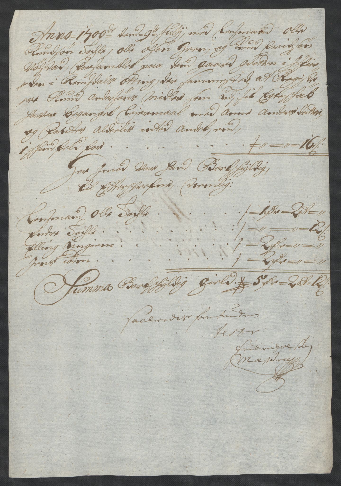 Rentekammeret inntil 1814, Reviderte regnskaper, Fogderegnskap, AV/RA-EA-4092/R55/L3654: Fogderegnskap Romsdal, 1699-1700, p. 293