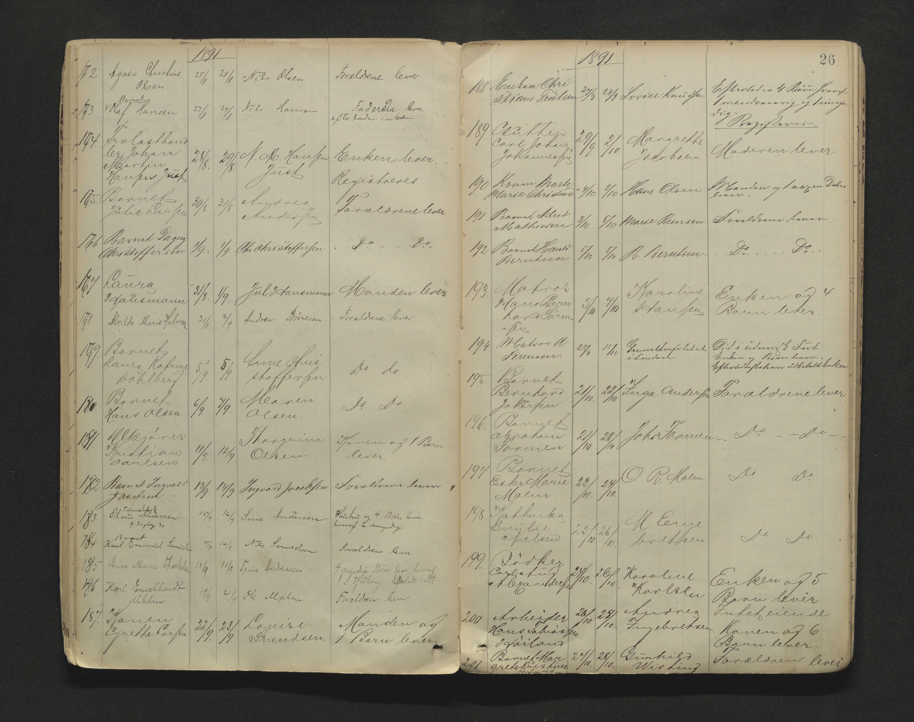Larvik byfogd, AV/SAKO-A-218/H/Ha/Hab/L0004: Dødsanmeldelsesprotokoll, 1887-1902, p. 26