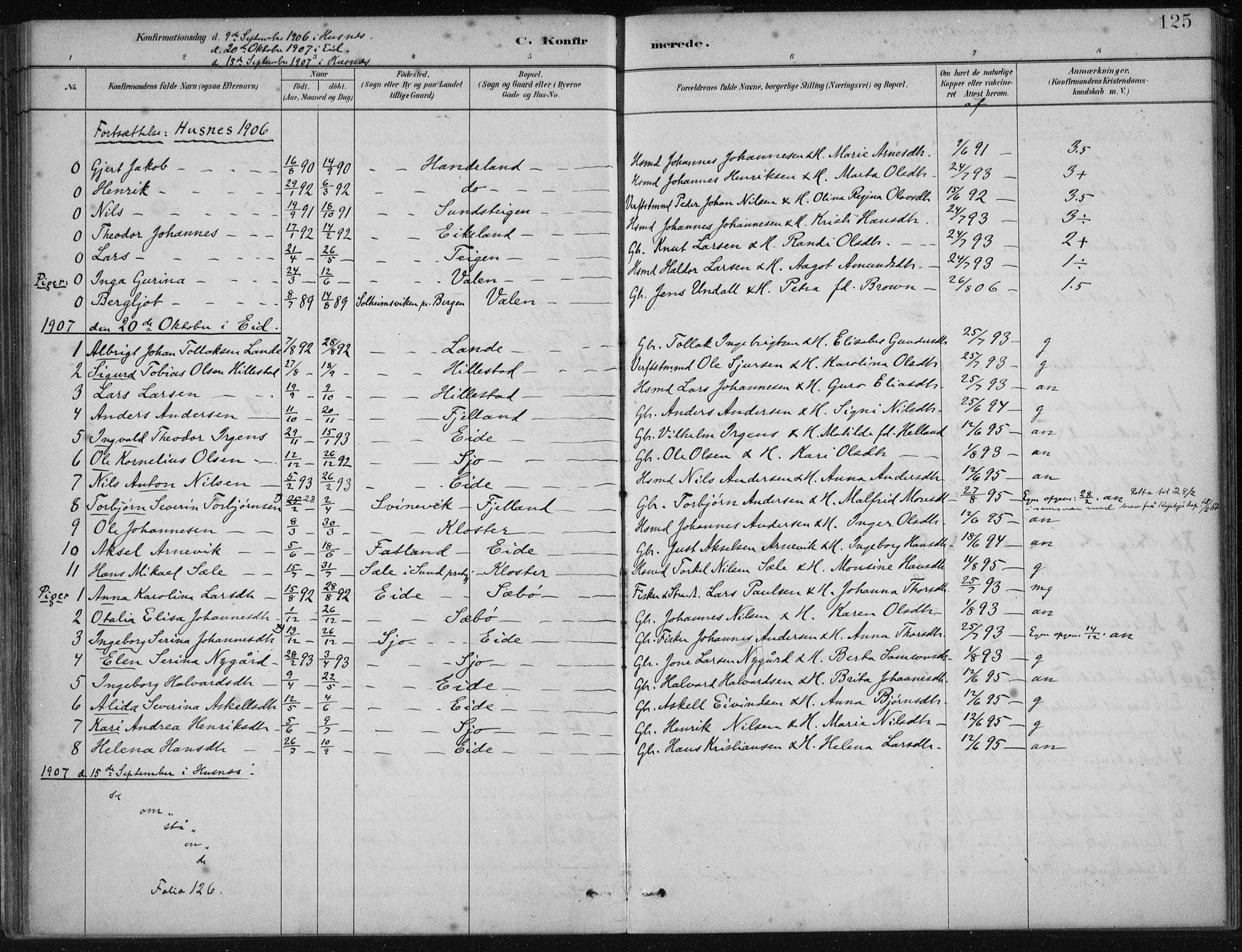 Fjelberg sokneprestembete, AV/SAB-A-75201/H/Haa: Parish register (official) no. C  1, 1879-1918, p. 125