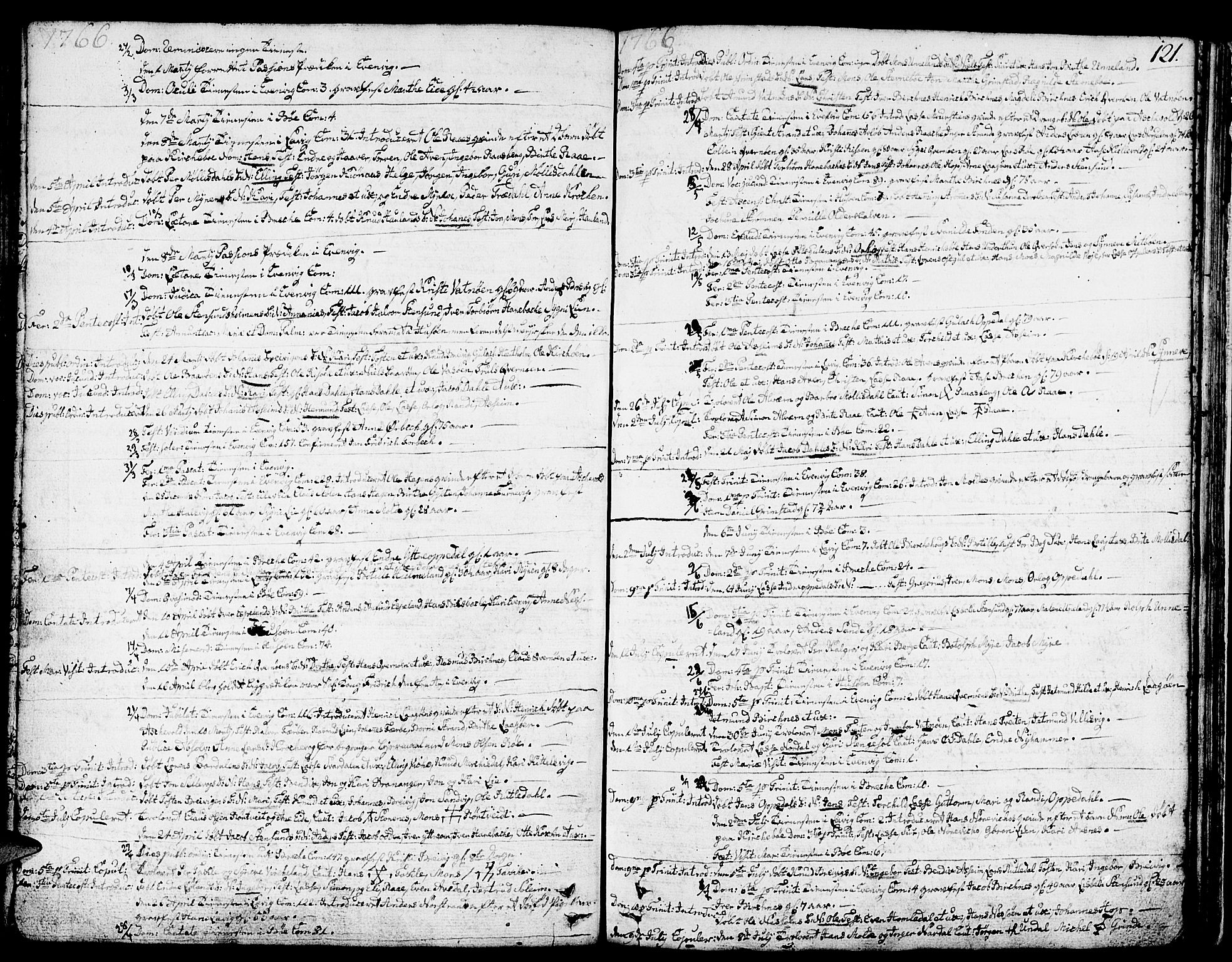 Gulen sokneprestembete, SAB/A-80201/H/Haa/Haaa/L0012: Parish register (official) no. A 12, 1749-1776, p. 121