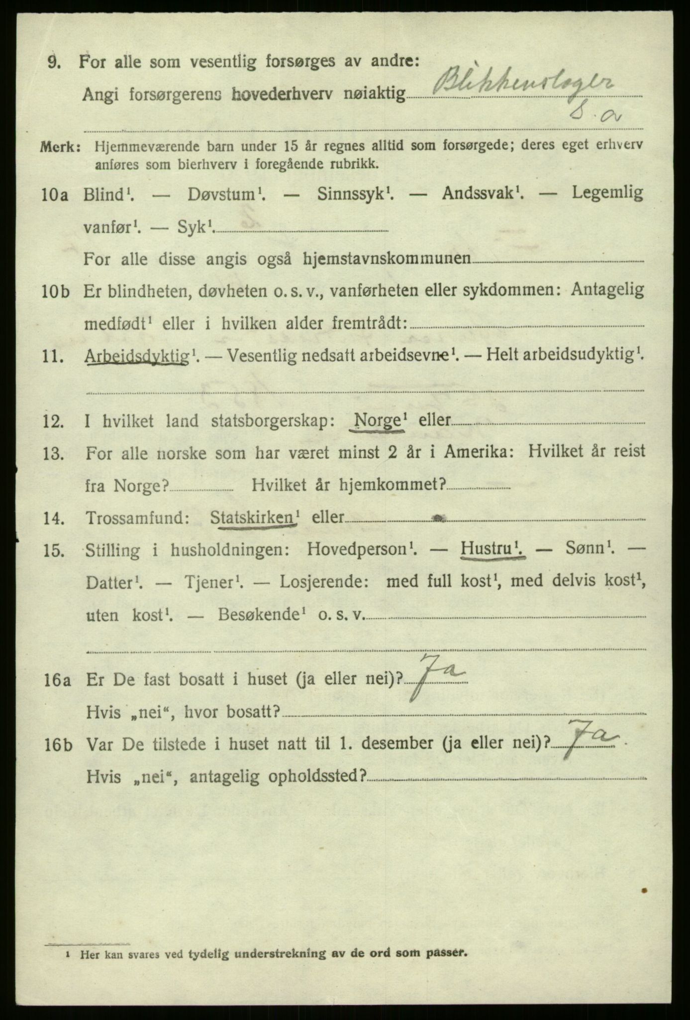 SAB, 1920 census for Førde, 1920, p. 5749