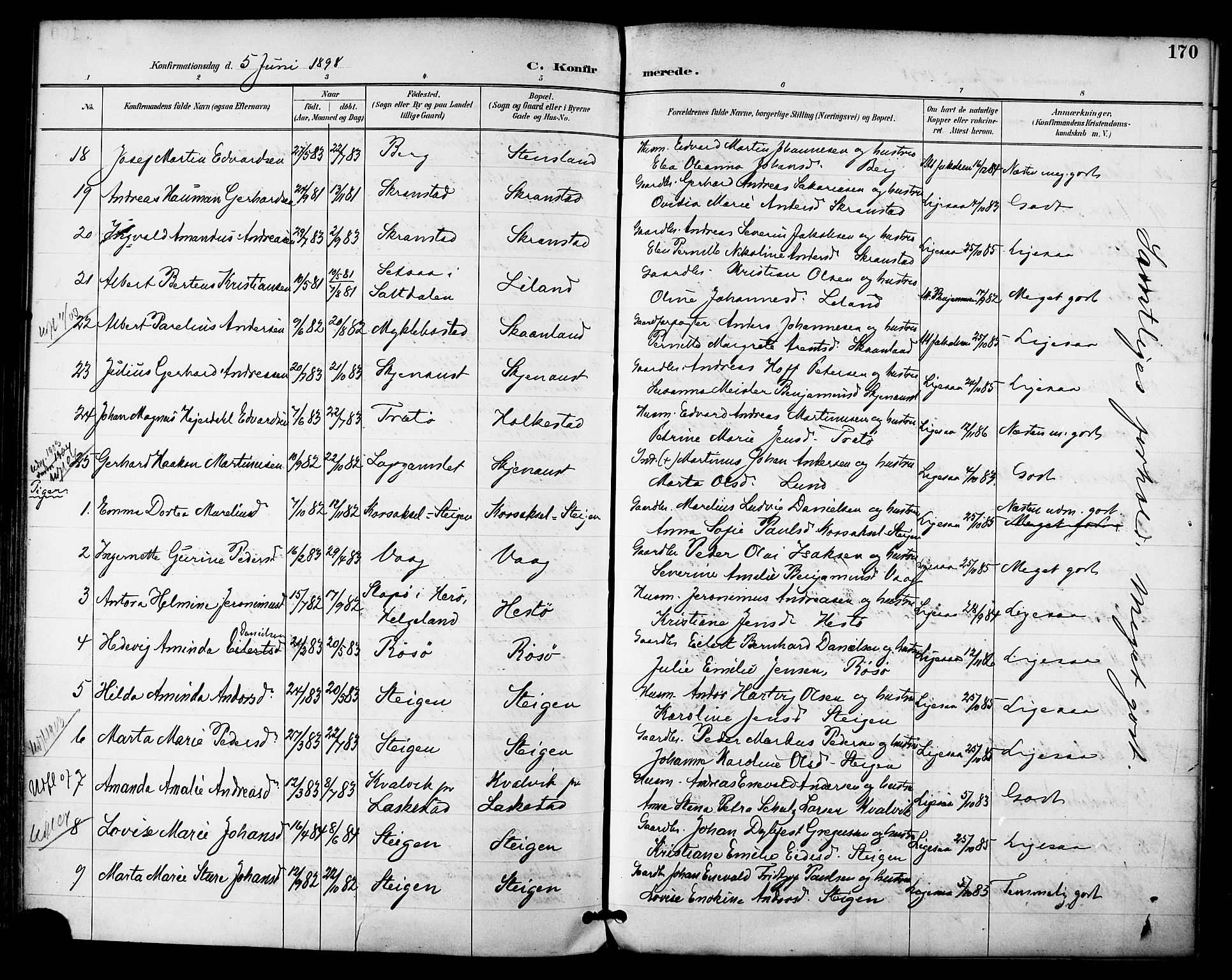 Ministerialprotokoller, klokkerbøker og fødselsregistre - Nordland, AV/SAT-A-1459/855/L0803: Parish register (official) no. 855A11, 1887-1905, p. 170