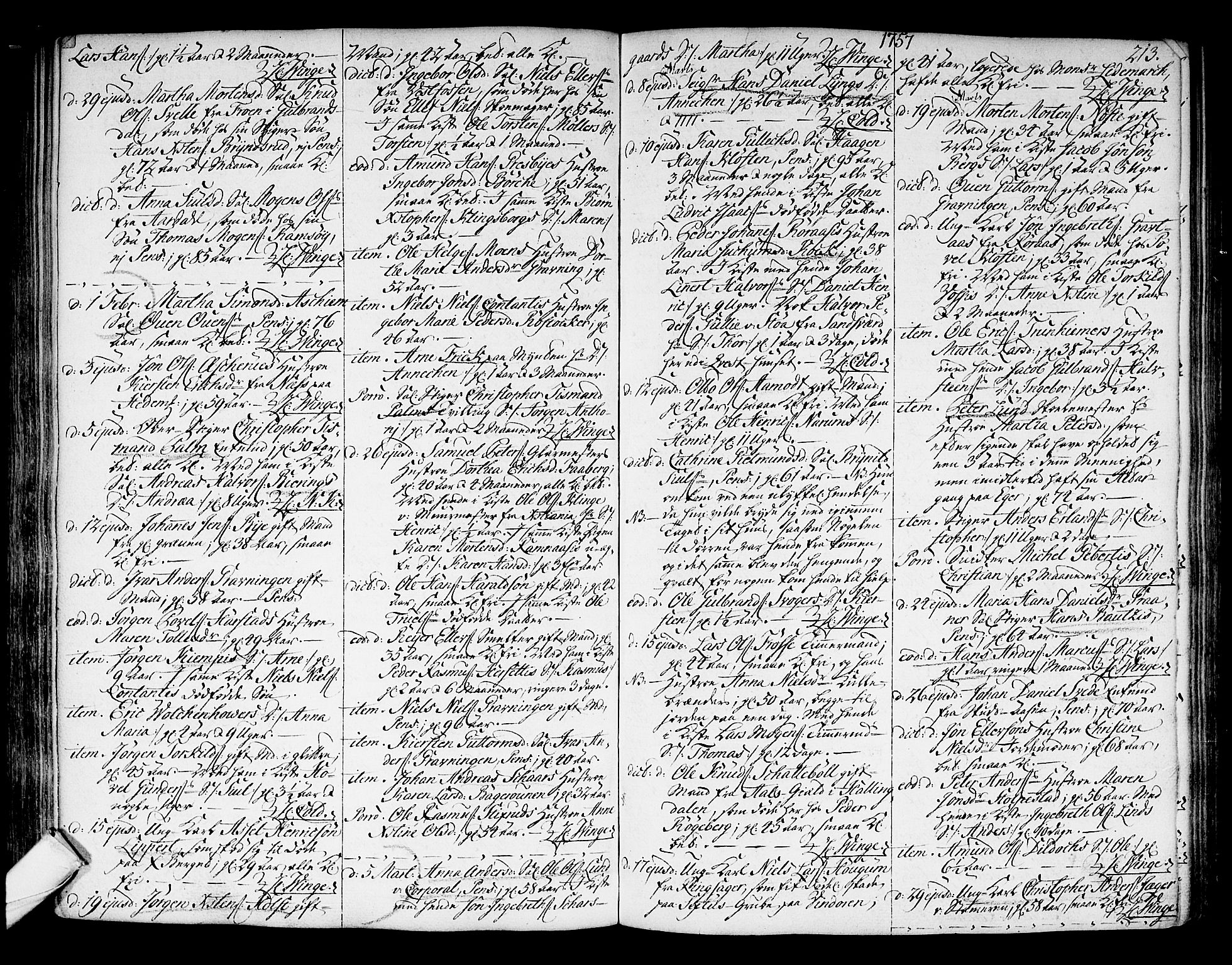 Kongsberg kirkebøker, SAKO/A-22/F/Fa/L0004: Parish register (official) no. I 4, 1756-1768, p. 213