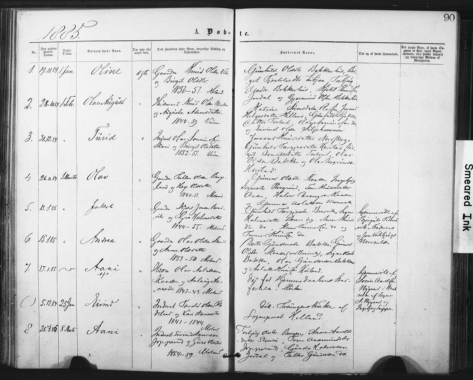 Fyresdal kirkebøker, SAKO/A-263/F/Fa/L0006: Parish register (official) no. I 6, 1872-1886, p. 90