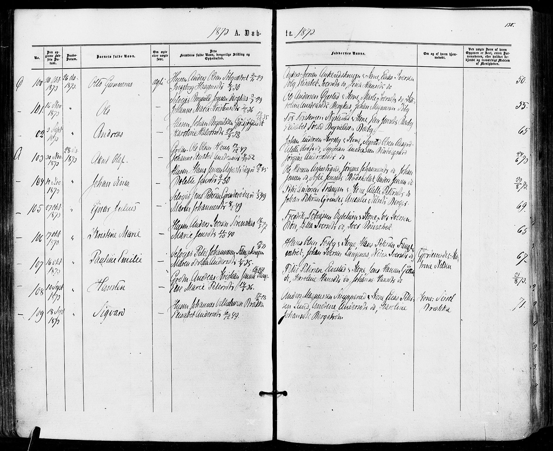 Aremark prestekontor Kirkebøker, SAO/A-10899/F/Fc/L0004: Parish register (official) no. III 4, 1866-1877, p. 129-130