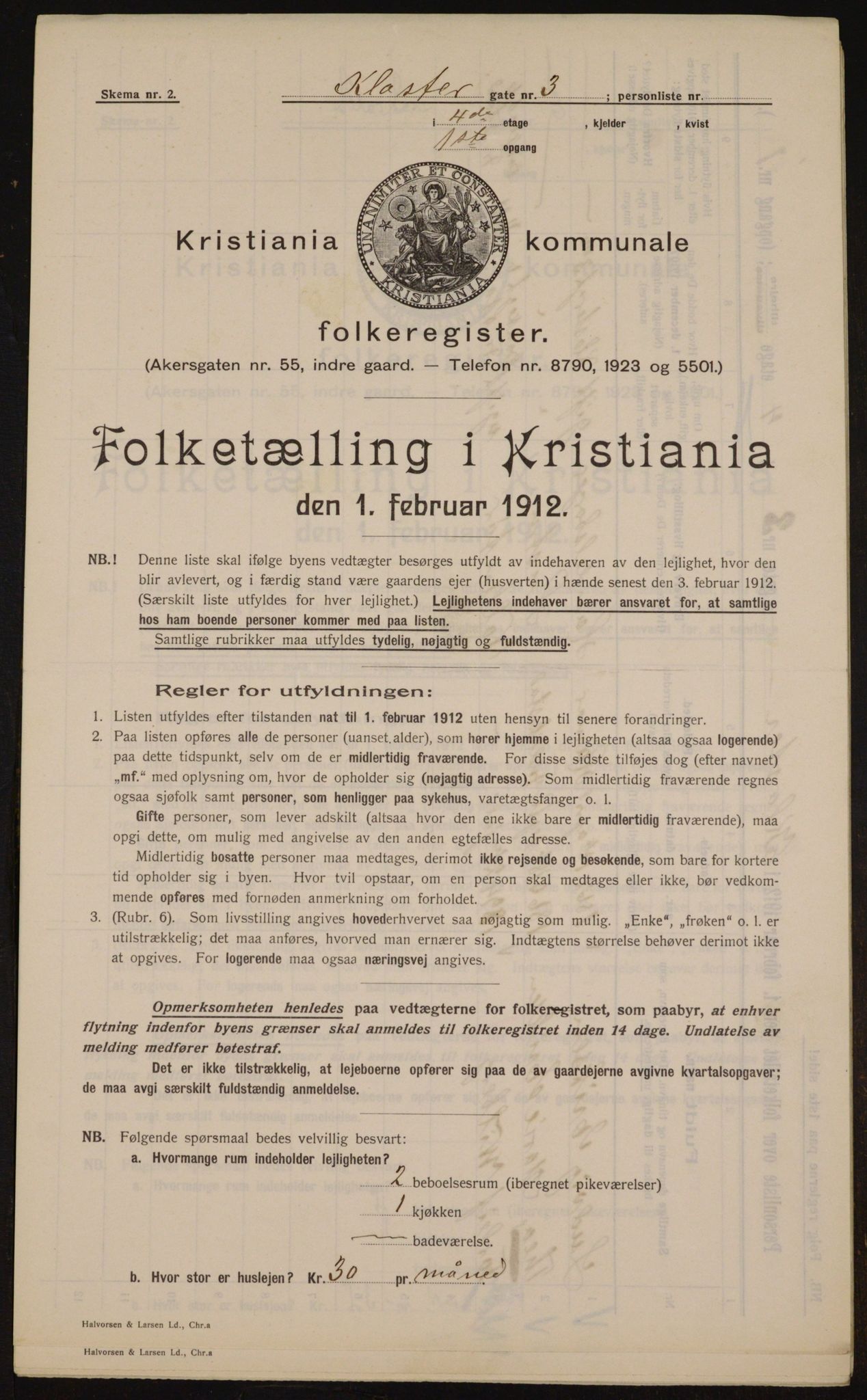 OBA, Municipal Census 1912 for Kristiania, 1912, p. 52348