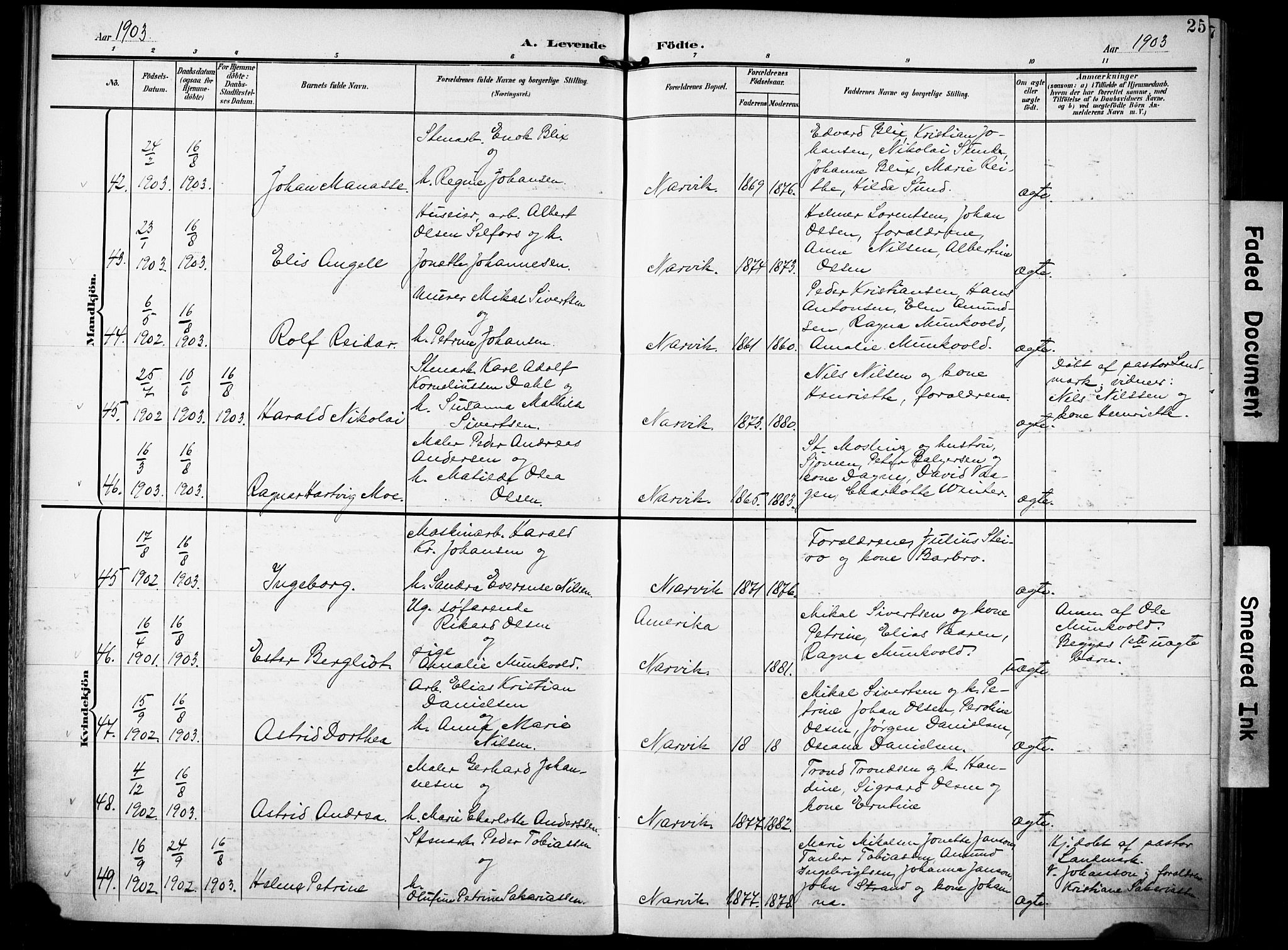 Ministerialprotokoller, klokkerbøker og fødselsregistre - Nordland, AV/SAT-A-1459/871/L0994: Parish register (official) no. 871A10, 1902-1910, p. 25