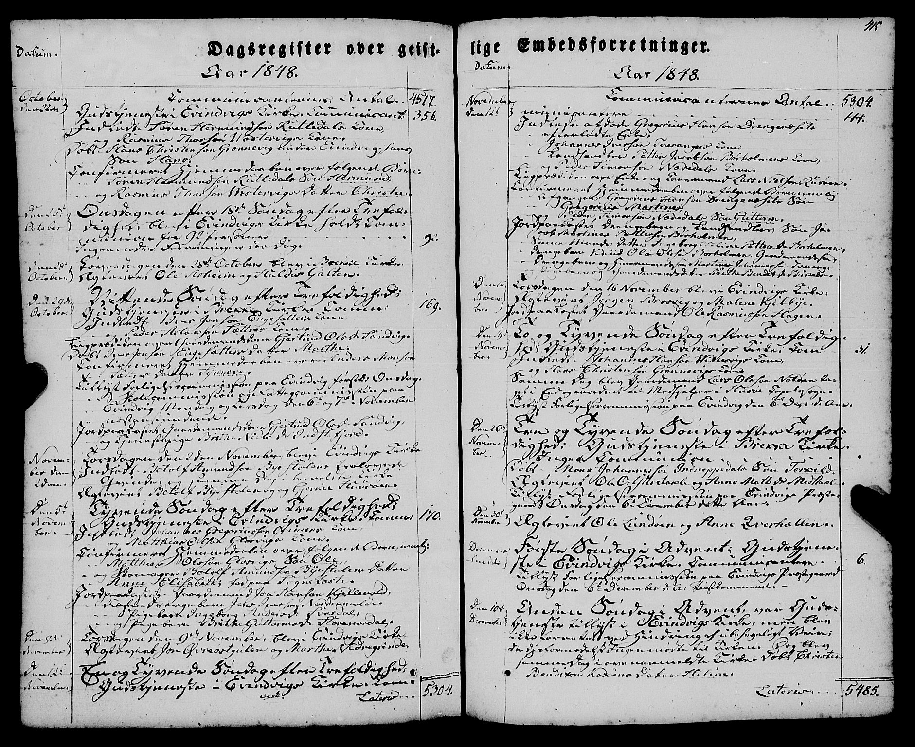 Gulen sokneprestembete, AV/SAB-A-80201/H/Haa/Haaa/L0021: Parish register (official) no. A 21, 1848-1858, p. 415