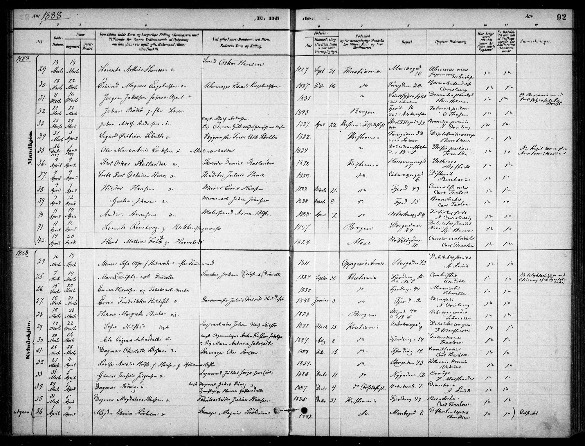 Jakob prestekontor Kirkebøker, AV/SAO-A-10850/F/Fa/L0007: Parish register (official) no. 7, 1880-1905, p. 92