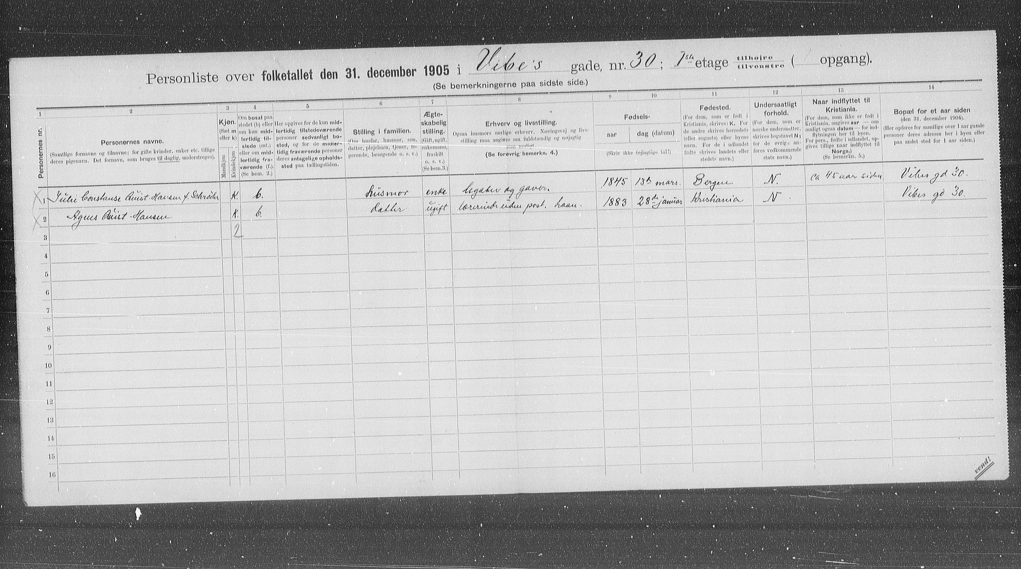 OBA, Municipal Census 1905 for Kristiania, 1905, p. 64926