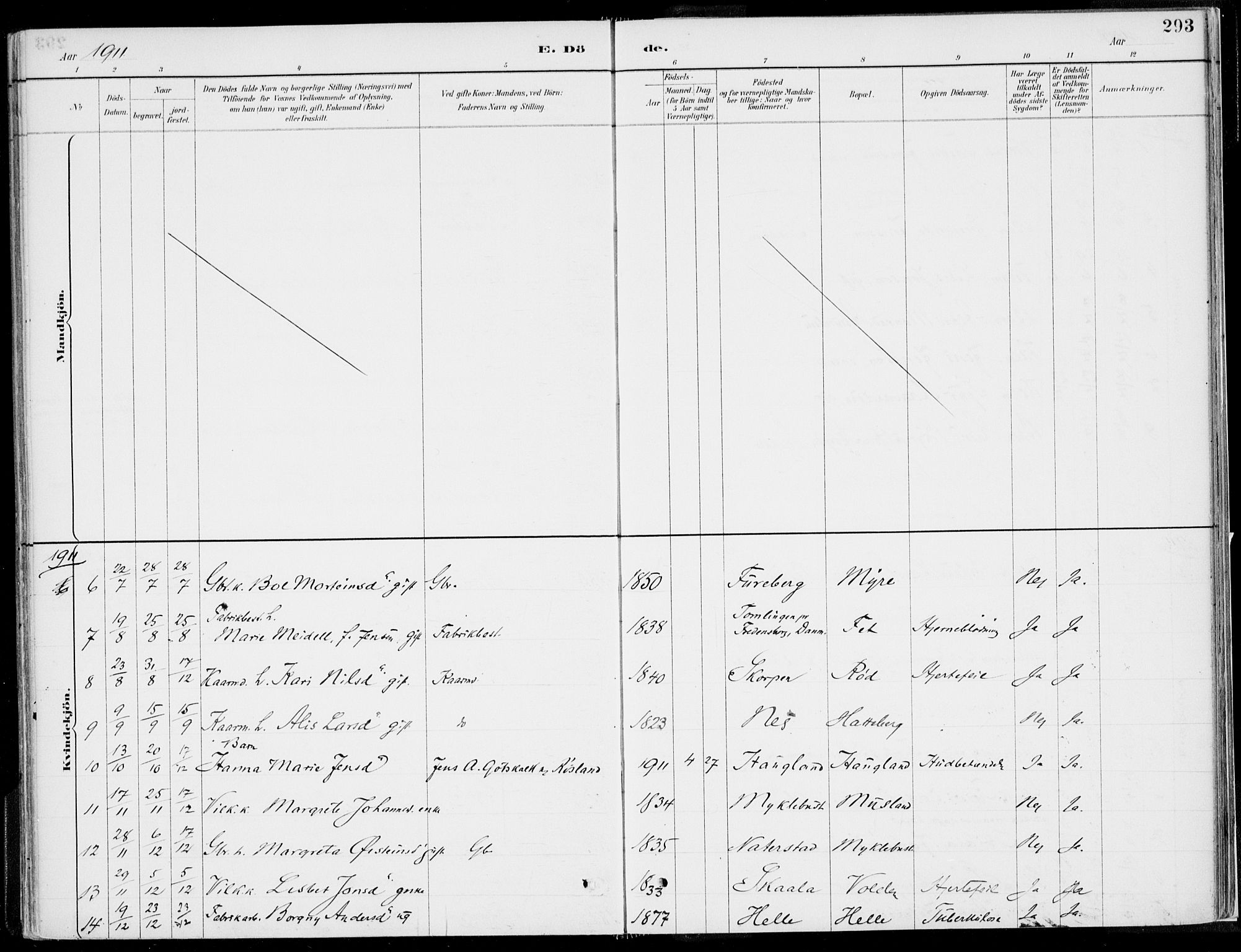 Kvinnherad sokneprestembete, SAB/A-76401/H/Haa: Parish register (official) no. B  1, 1887-1921, p. 293