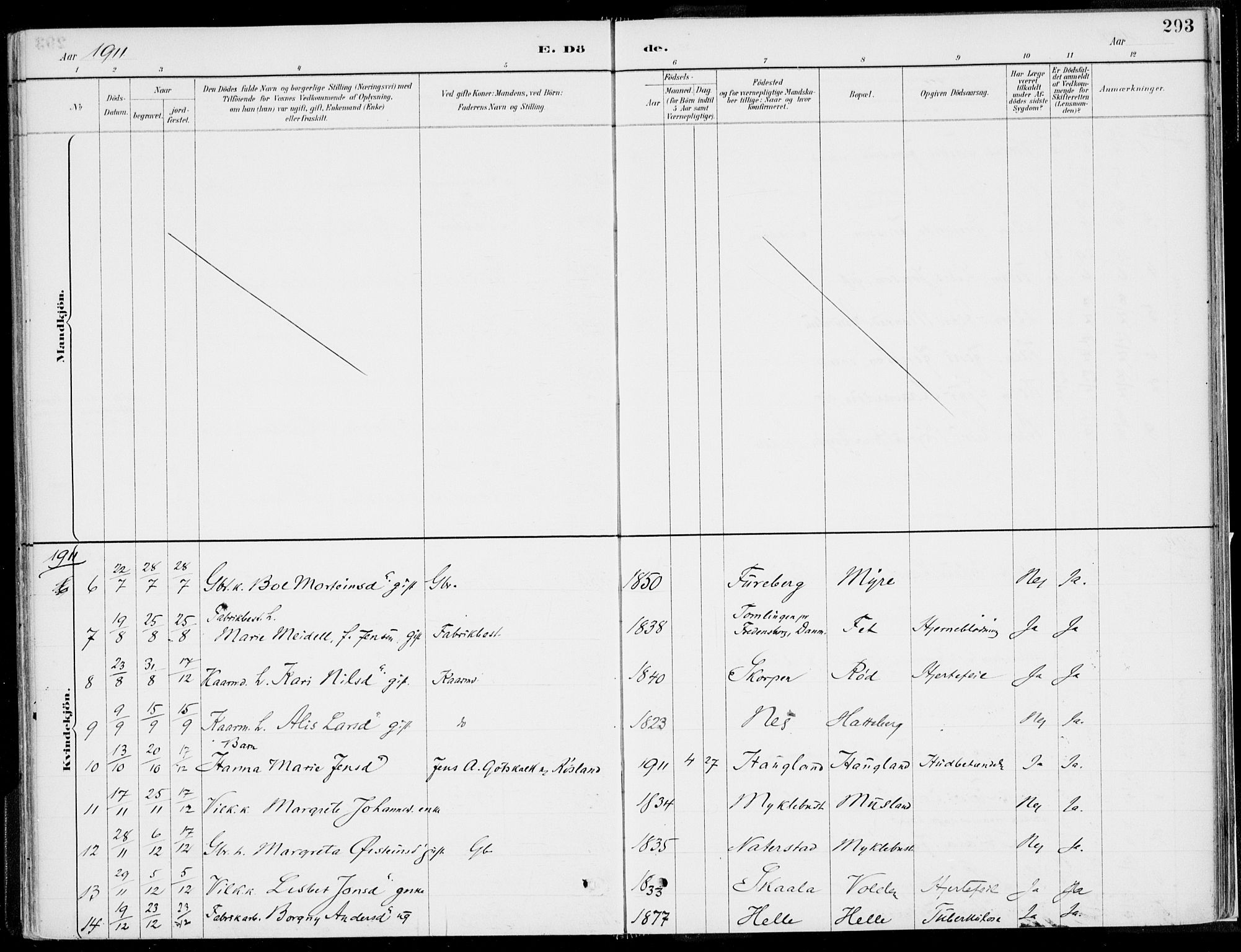 Kvinnherad sokneprestembete, AV/SAB-A-76401/H/Haa: Parish register (official) no. B  1, 1887-1921, p. 293