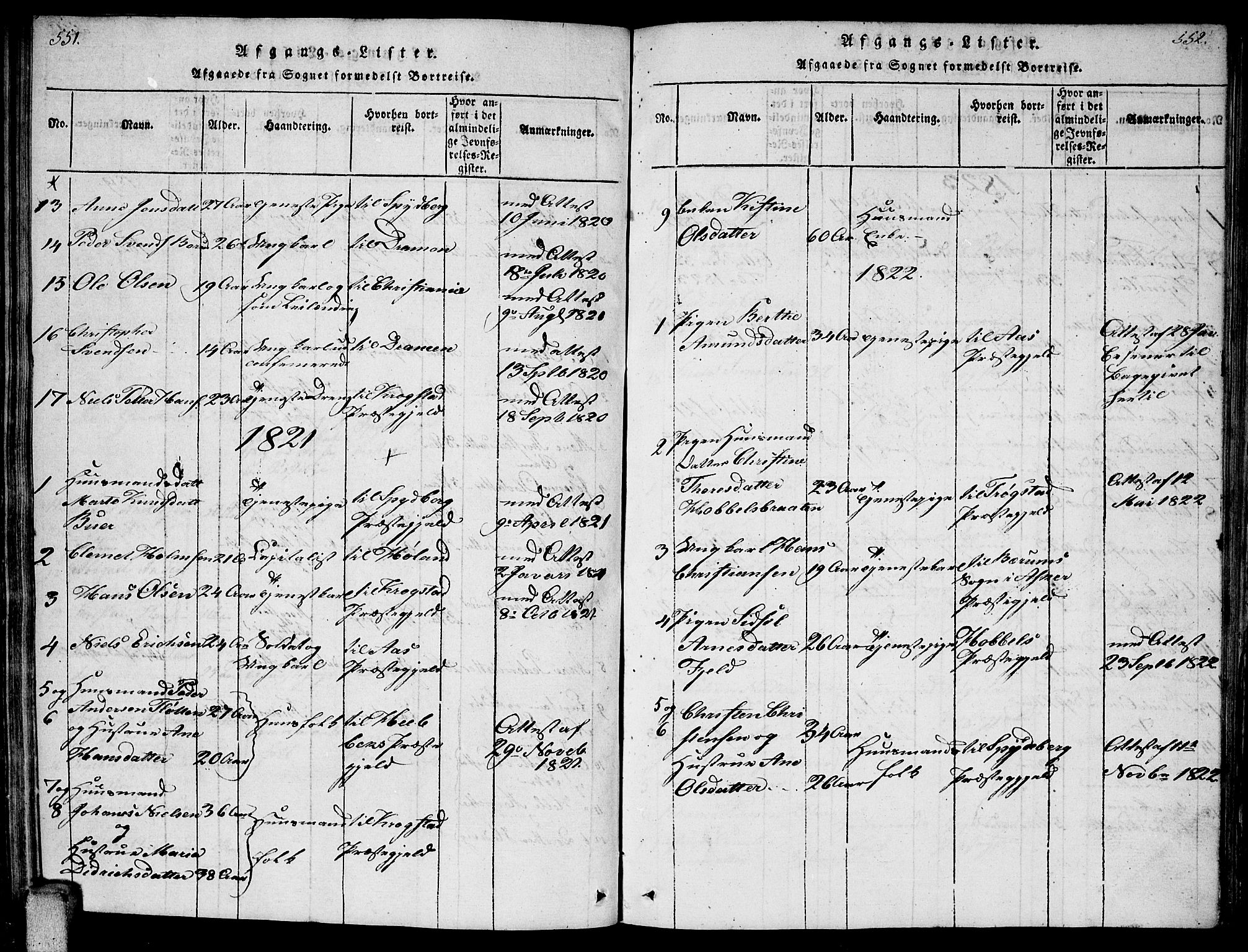 Enebakk prestekontor Kirkebøker, AV/SAO-A-10171c/F/Fa/L0006: Parish register (official) no. I 6, 1815-1832, p. 551-552