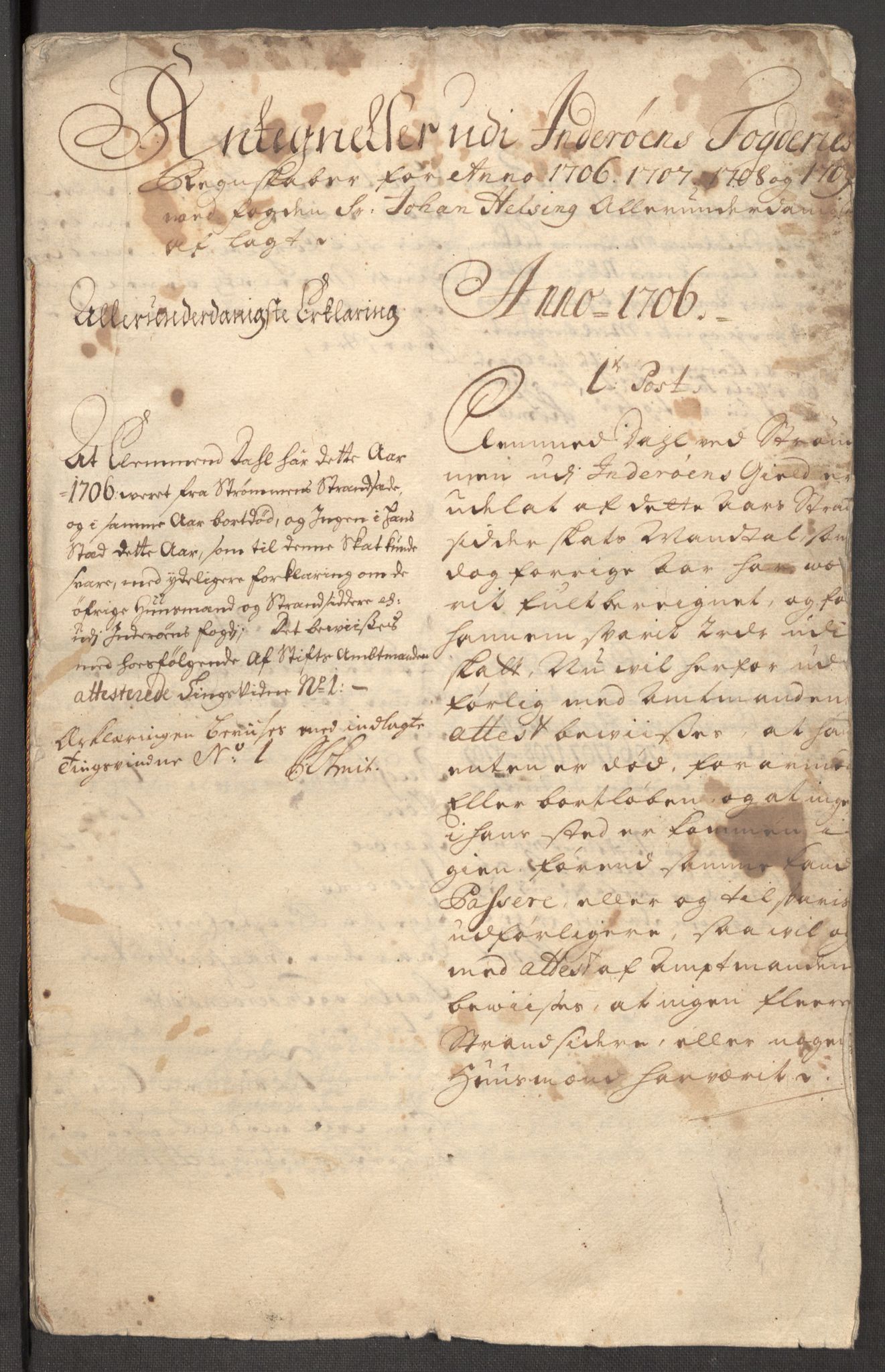 Rentekammeret inntil 1814, Reviderte regnskaper, Fogderegnskap, AV/RA-EA-4092/R63/L4317: Fogderegnskap Inderøy, 1709, p. 269