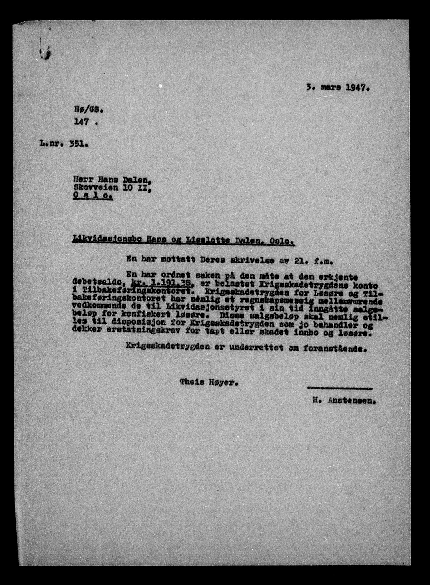 Justisdepartementet, Tilbakeføringskontoret for inndratte formuer, RA/S-1564/H/Hc/Hcc/L0929: --, 1945-1947, p. 307