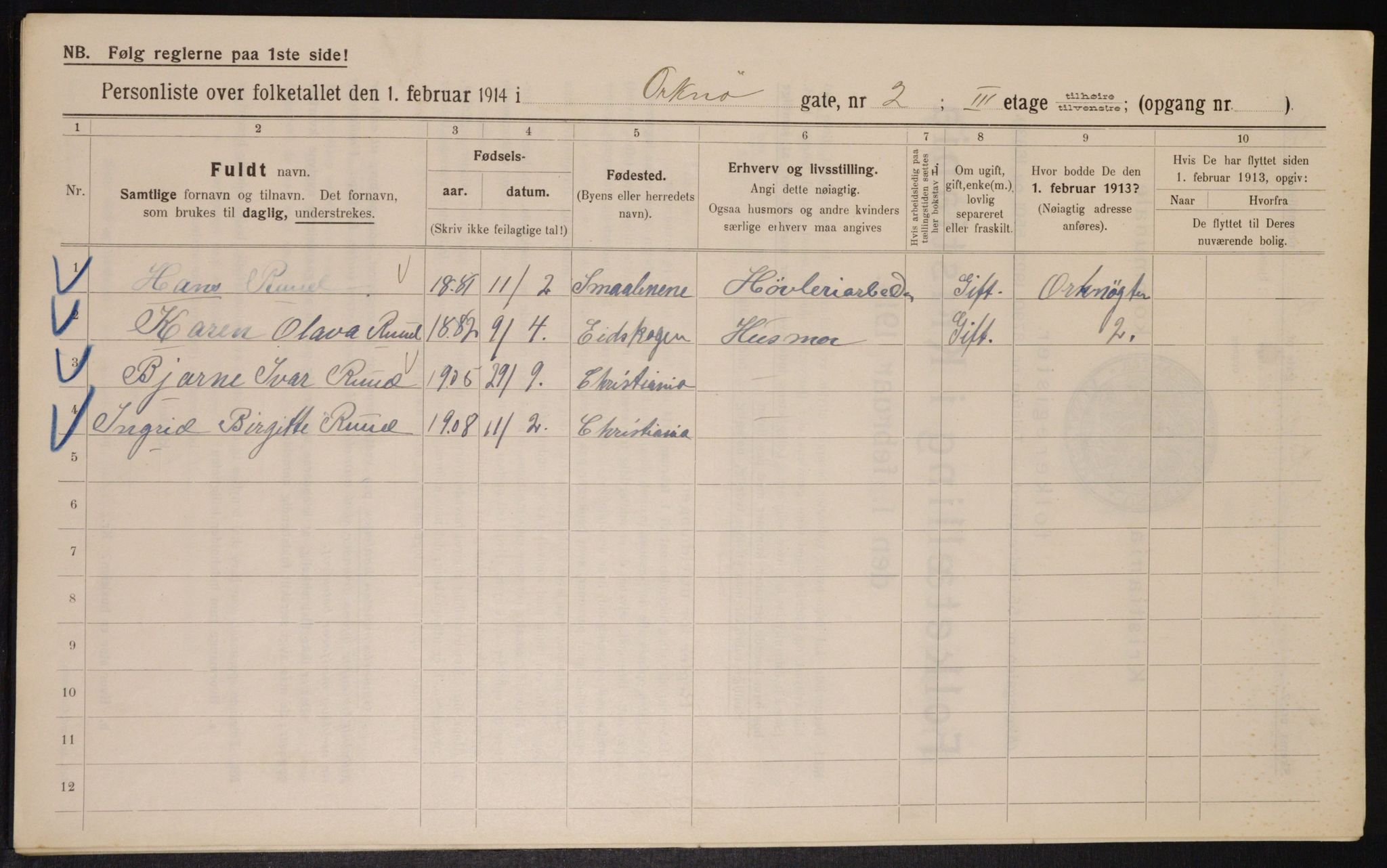 OBA, Municipal Census 1913 for Kristiania, 1913, p. 76033