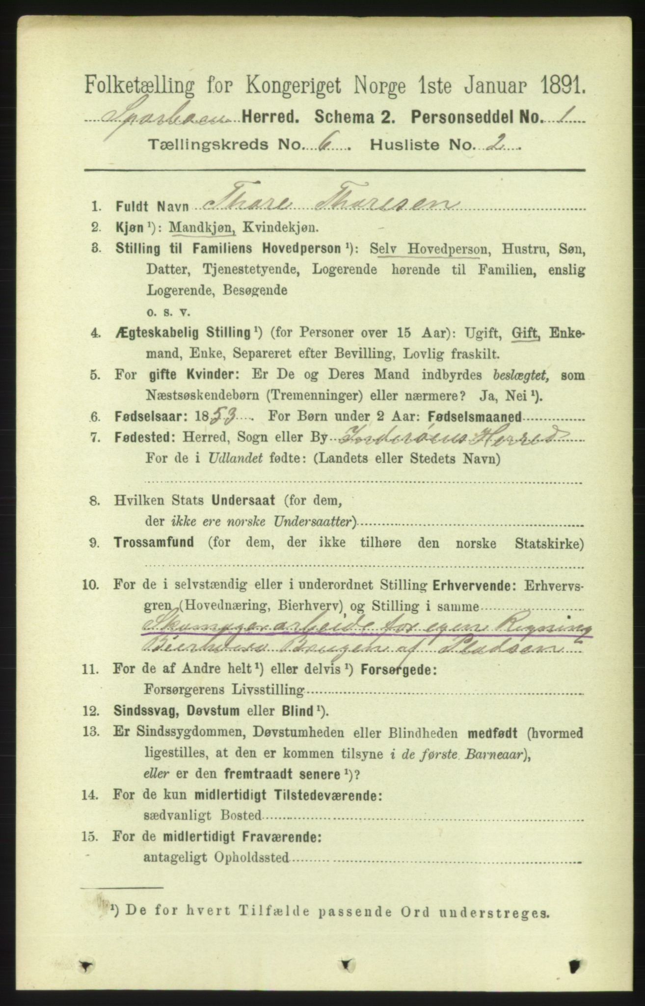 RA, 1891 census for 1731 Sparbu, 1891, p. 2161