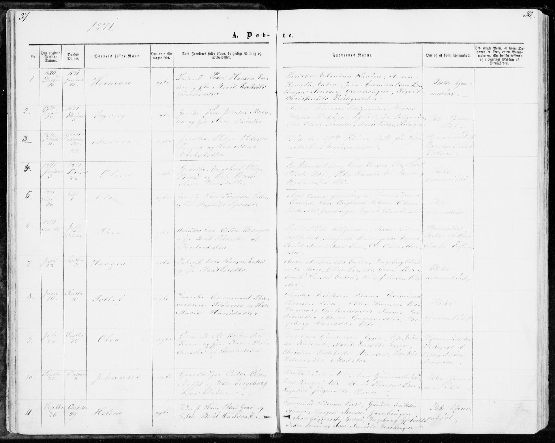 Sollia prestekontor, AV/SAH-PREST-050/H/Ha/Haa/L0001: Parish register (official) no. 1, 1856-1885, p. 37-38