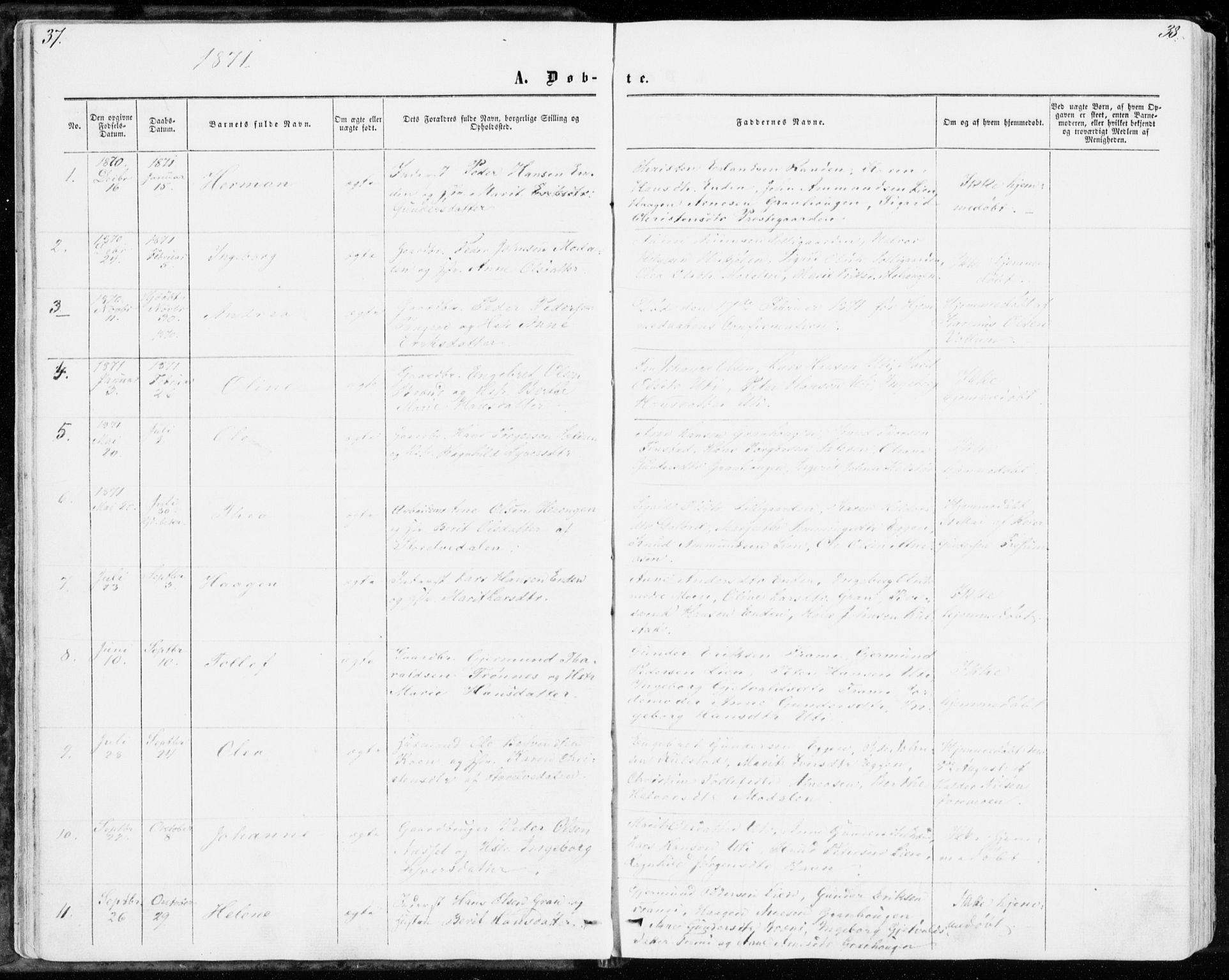 Sollia prestekontor, SAH/PREST-050/H/Ha/Haa/L0001: Parish register (official) no. 1, 1856-1885, p. 37-38