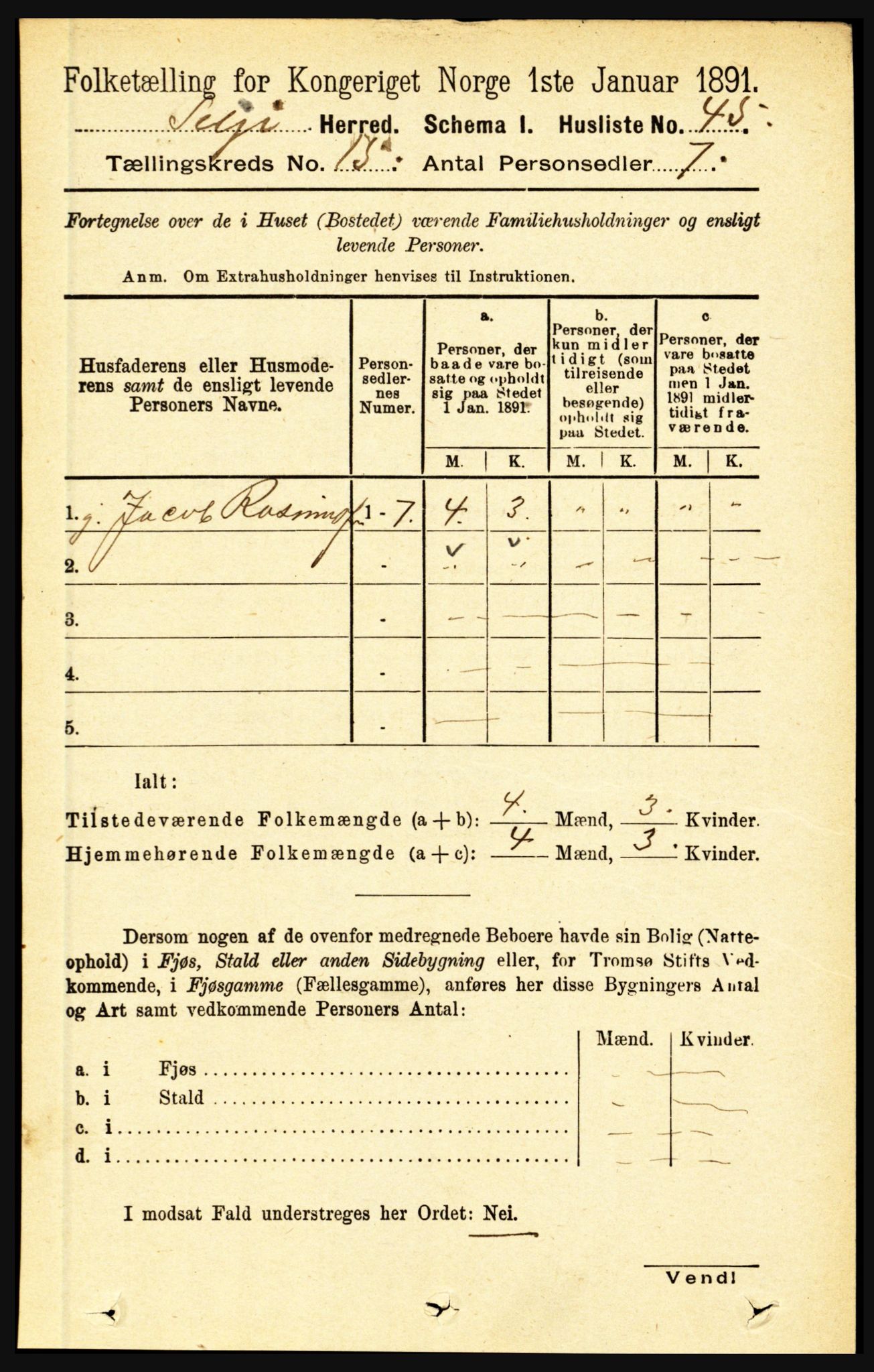 RA, 1891 census for 1441 Selje, 1891, p. 4688