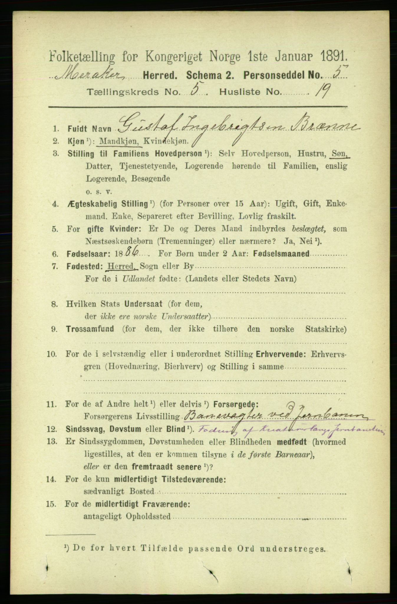 RA, 1891 census for 1711 Meråker, 1891, p. 1997
