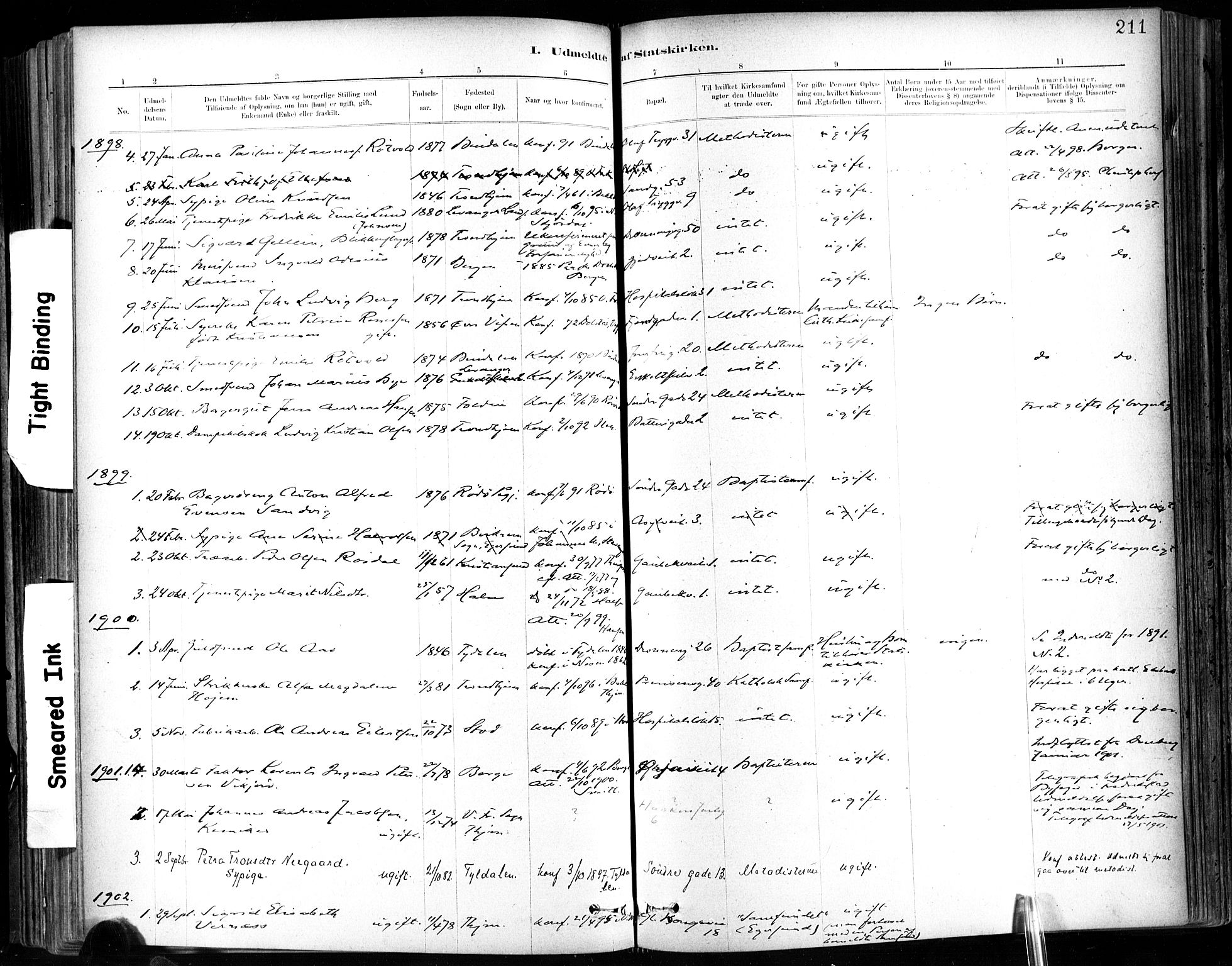 Ministerialprotokoller, klokkerbøker og fødselsregistre - Sør-Trøndelag, SAT/A-1456/602/L0120: Parish register (official) no. 602A18, 1880-1913, p. 211