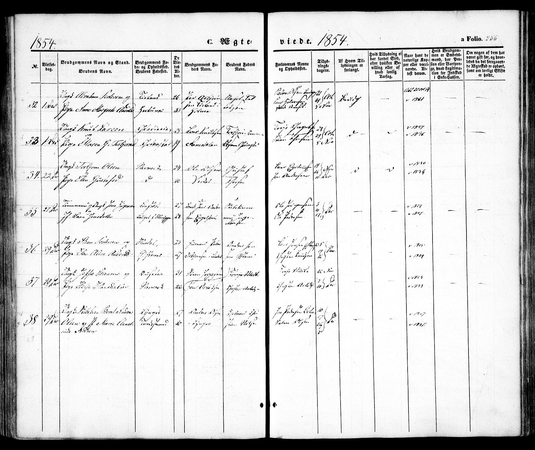 Holt sokneprestkontor, AV/SAK-1111-0021/F/Fa/L0008: Parish register (official) no. A 8, 1849-1860, p. 256