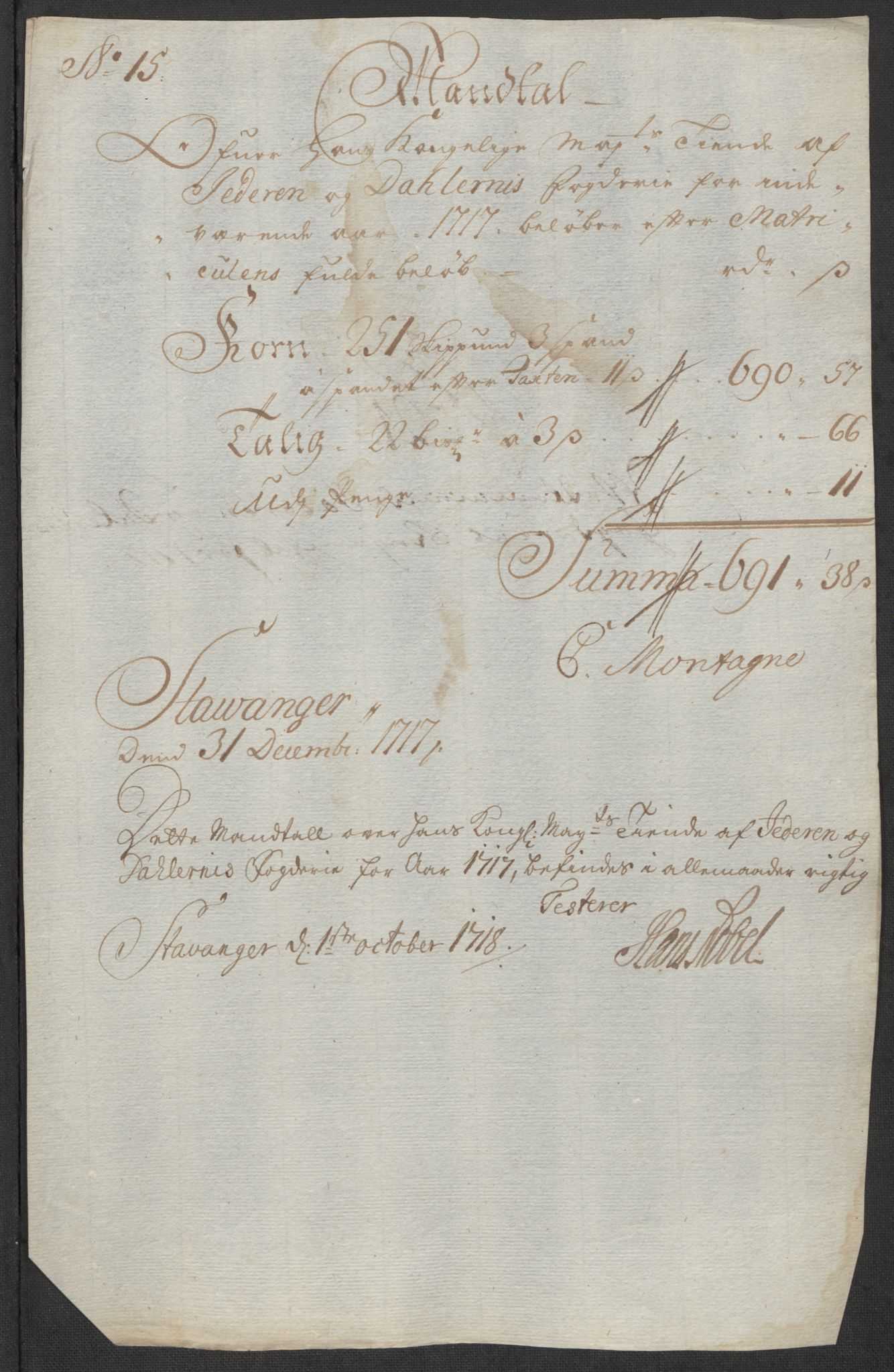 Rentekammeret inntil 1814, Reviderte regnskaper, Fogderegnskap, RA/EA-4092/R46/L2742: Fogderegnskap Jæren og Dalane, 1717, p. 114