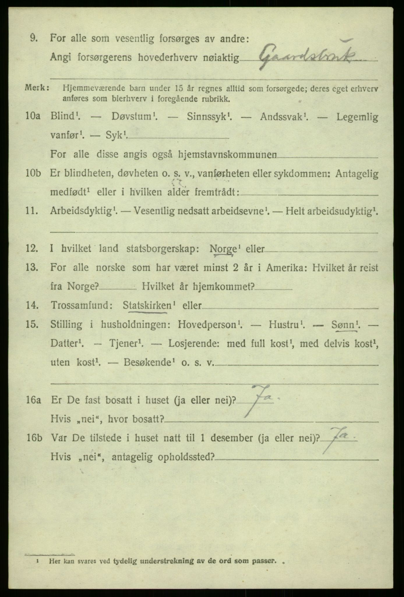 SAB, 1920 census for Gulen, 1920, p. 2594