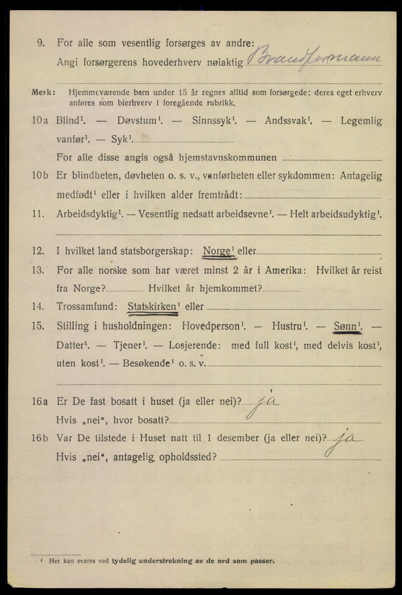 SAKO, 1920 census for Kragerø, 1920, p. 5464