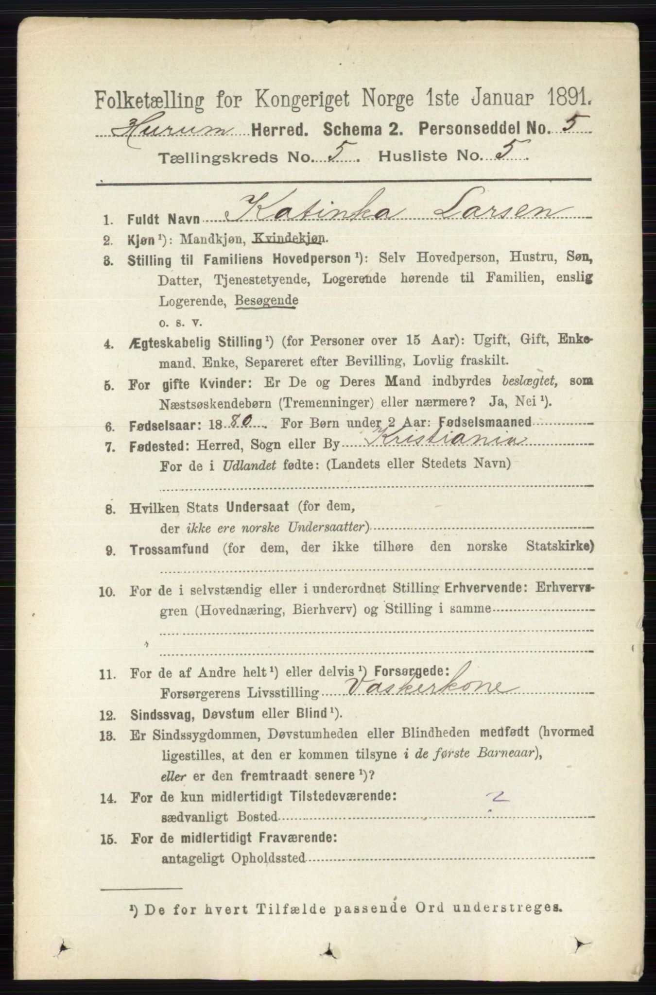 RA, 1891 census for 0628 Hurum, 1891, p. 1421