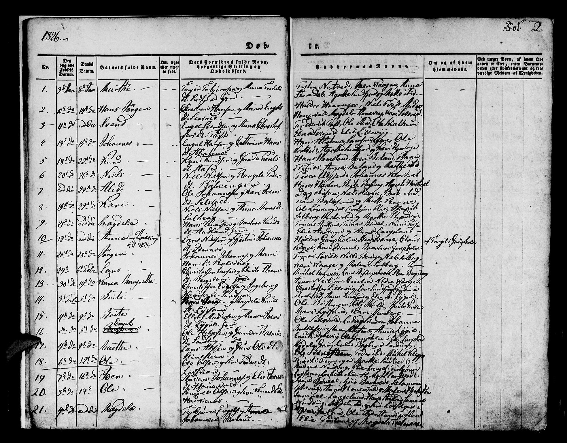 Os sokneprestembete, SAB/A-99929: Parish register (official) no. A 14, 1826-1839, p. 2