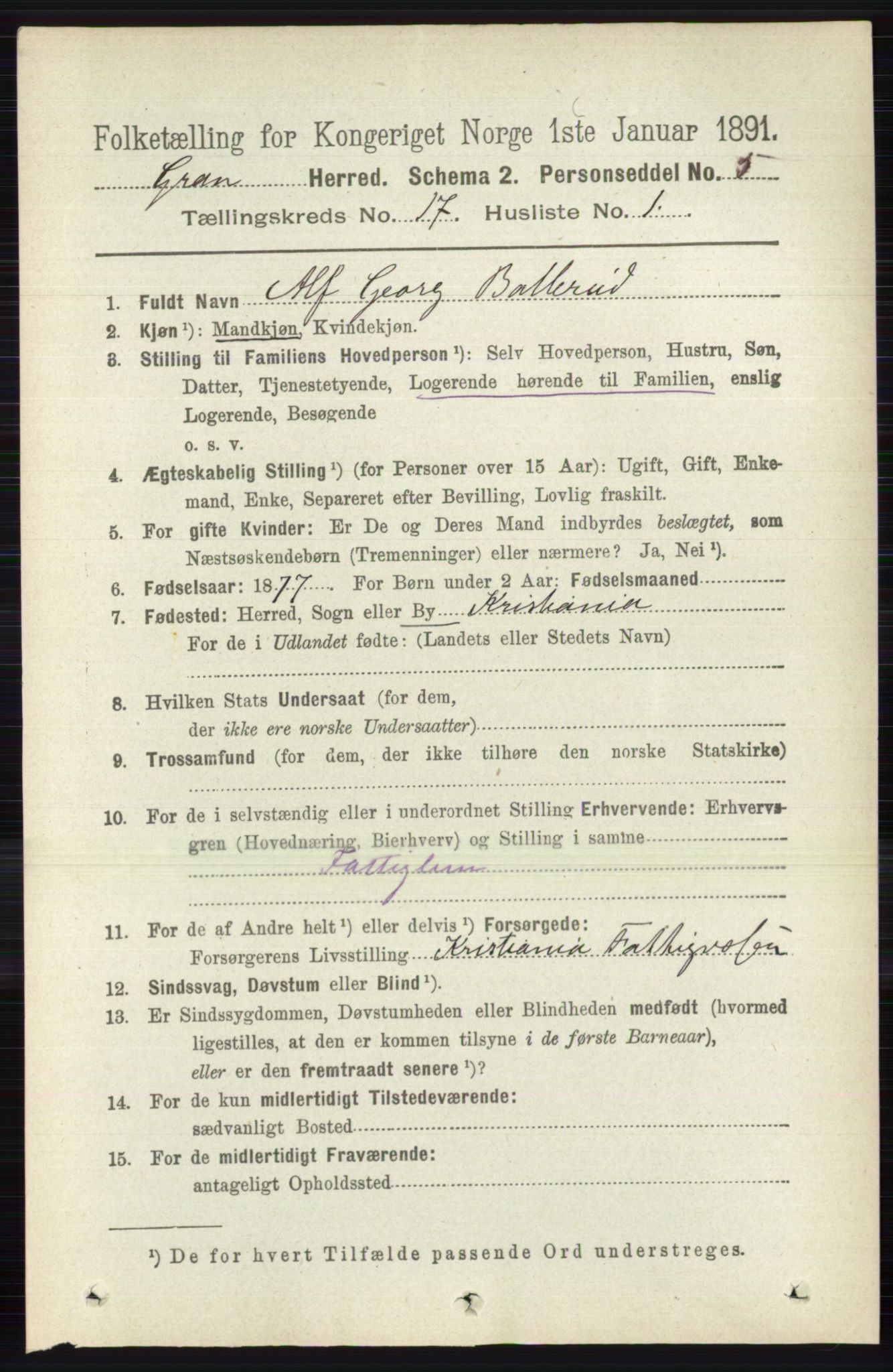 RA, 1891 census for 0534 Gran, 1891, p. 8740