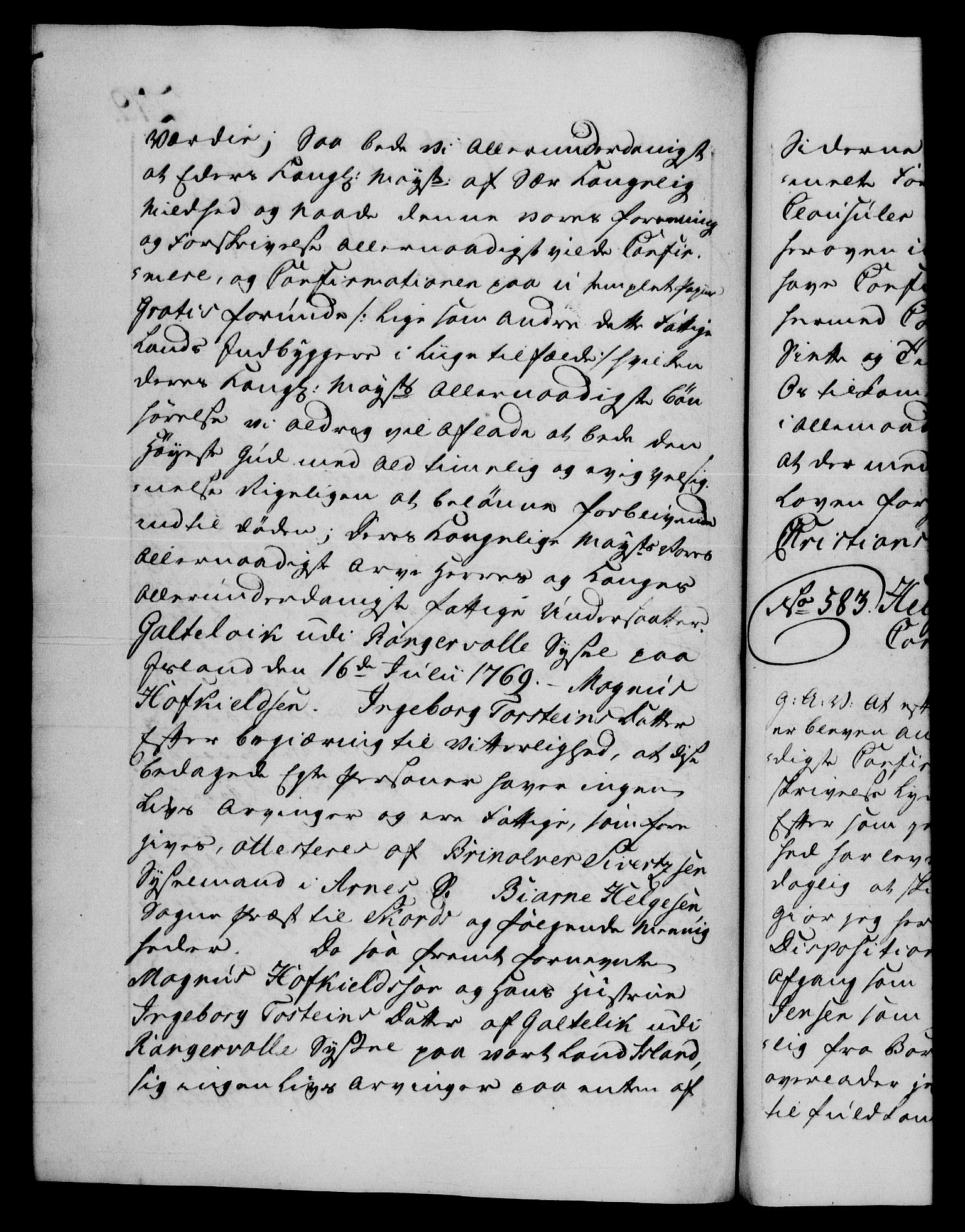 Danske Kanselli 1572-1799, AV/RA-EA-3023/F/Fc/Fca/Fcaa/L0044: Norske registre, 1769-1771, p. 279b