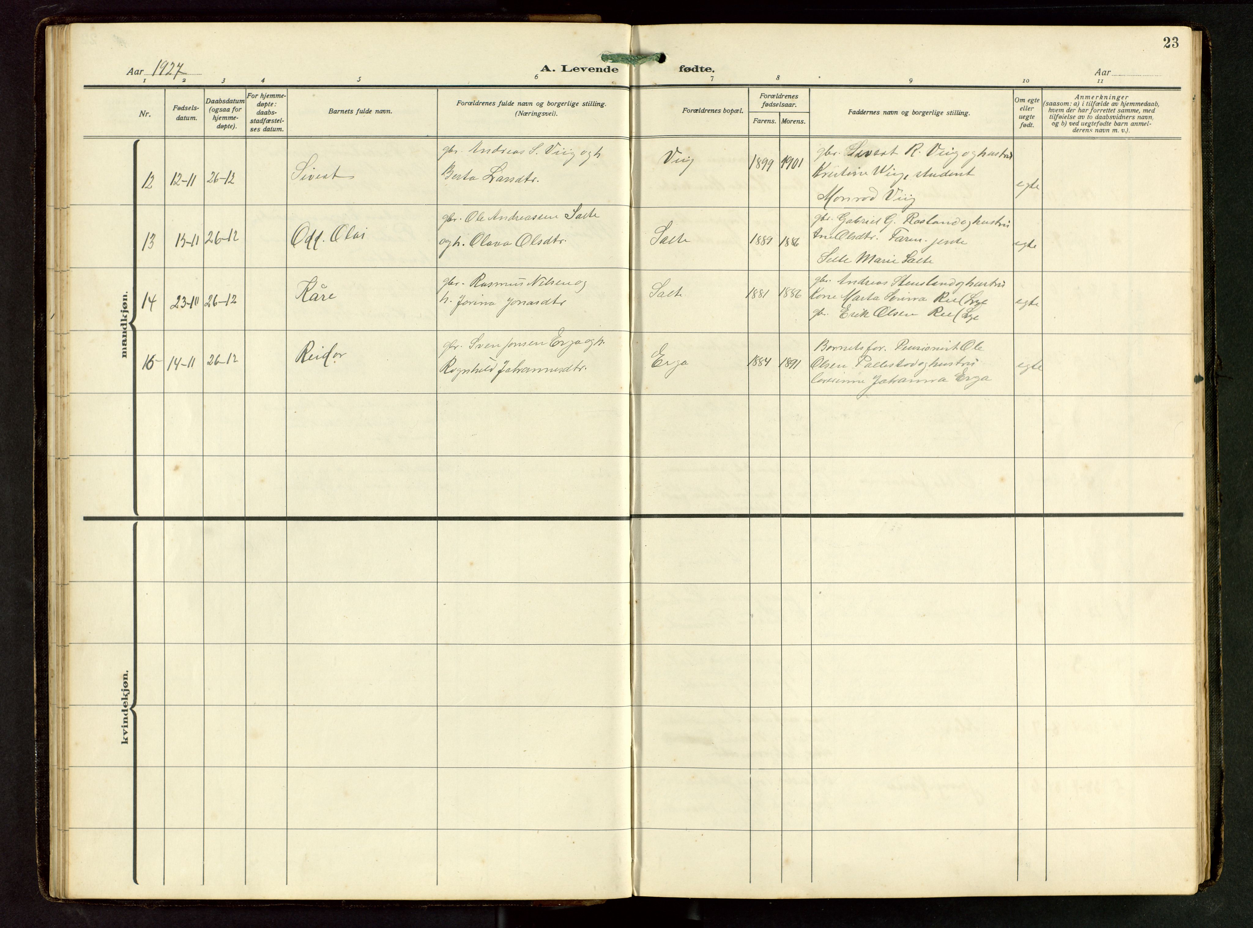 Klepp sokneprestkontor, AV/SAST-A-101803/001/3/30BB/L0008: Parish register (copy) no. B 8, 1918-1949, p. 23
