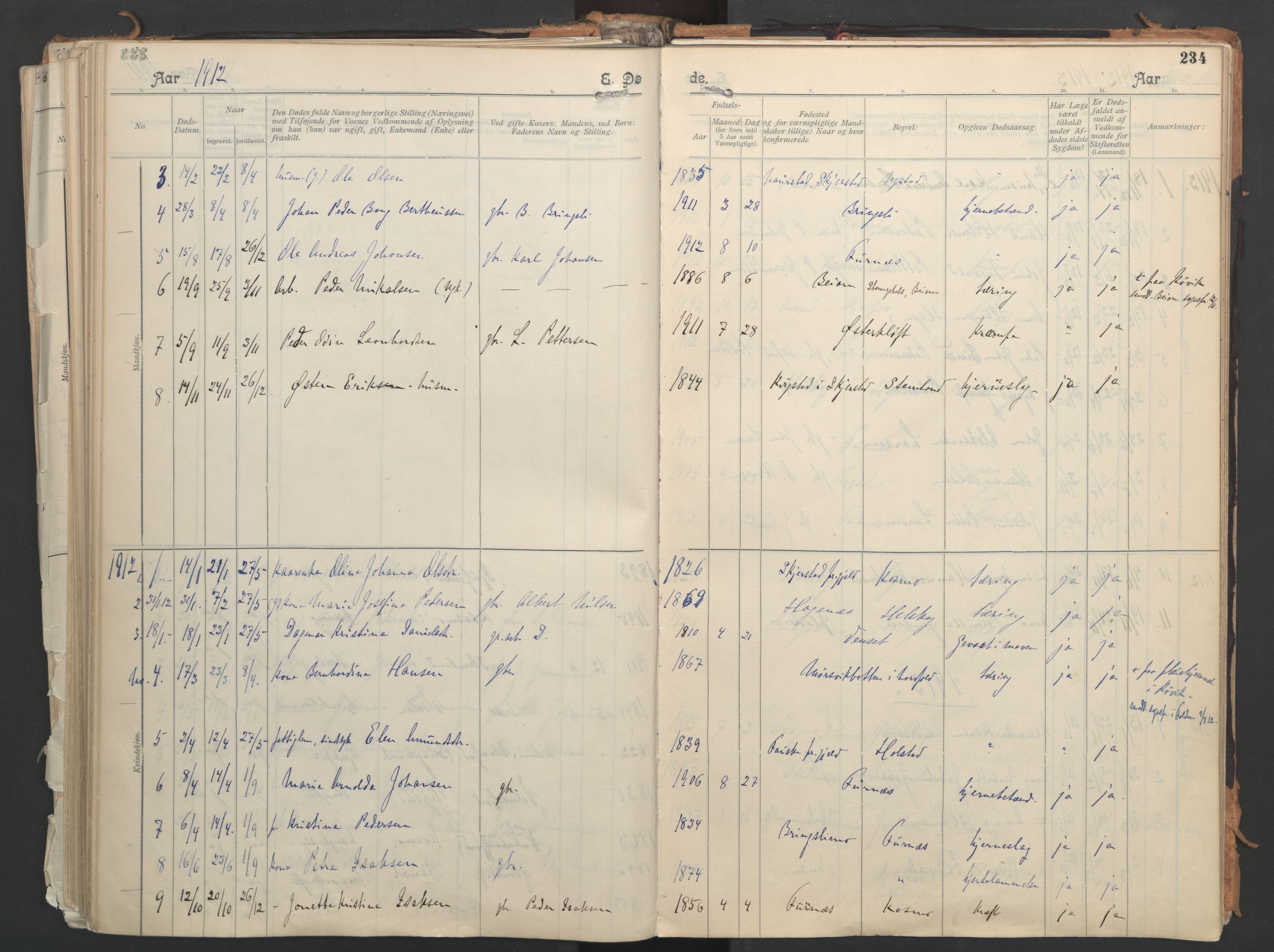 Ministerialprotokoller, klokkerbøker og fødselsregistre - Nordland, AV/SAT-A-1459/851/L0724: Parish register (official) no. 851A01, 1901-1922, p. 234