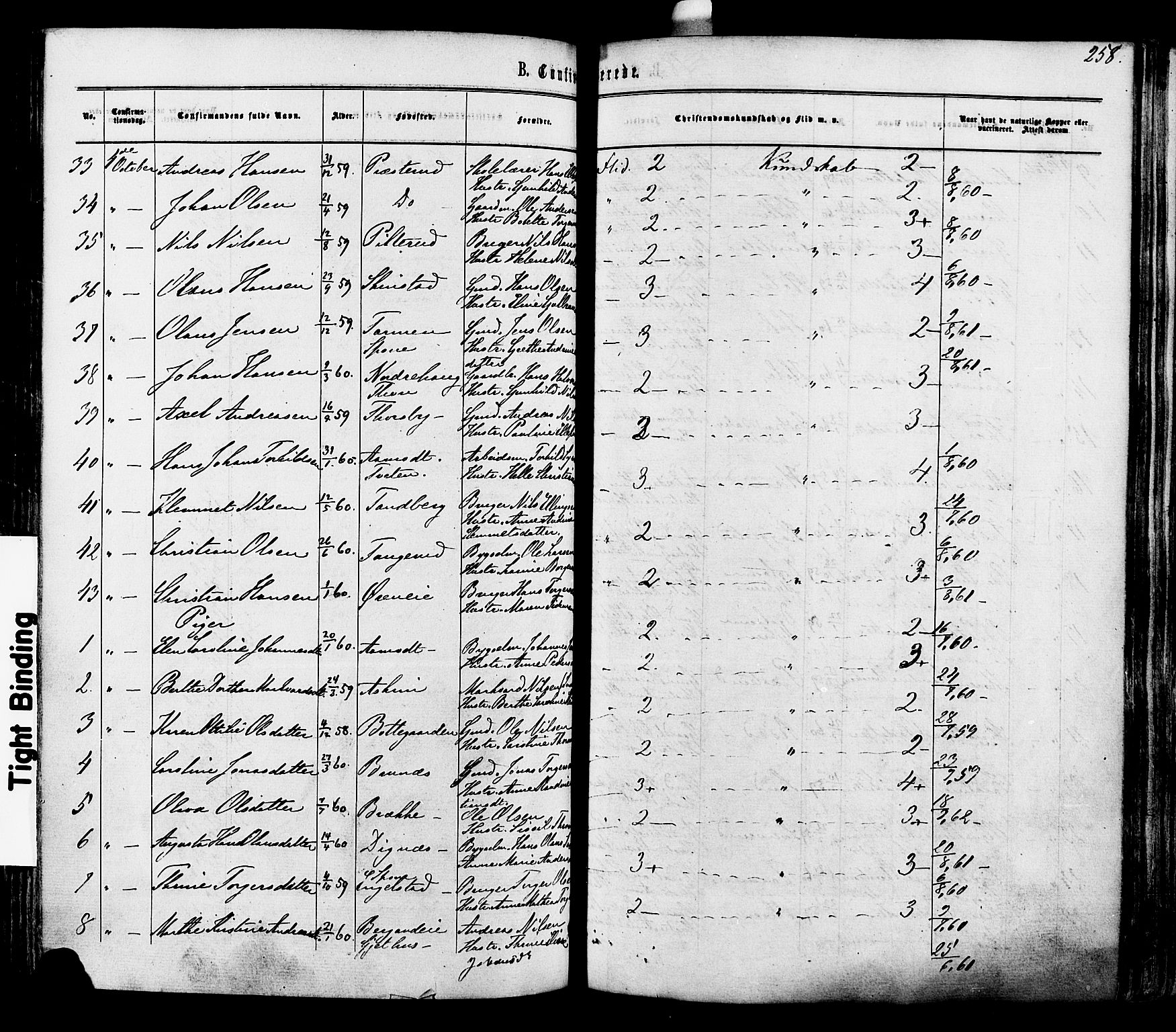Modum kirkebøker, SAKO/A-234/F/Fa/L0010: Parish register (official) no. 10, 1865-1876, p. 258