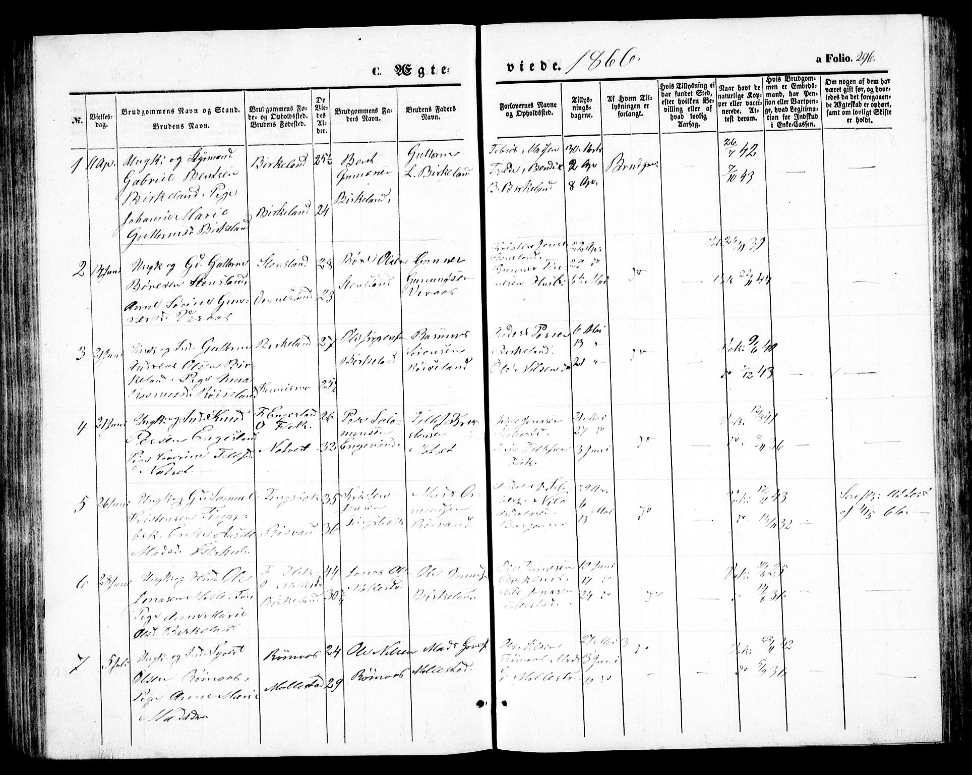 Birkenes sokneprestkontor, AV/SAK-1111-0004/F/Fb/L0002: Parish register (copy) no. B 2, 1849-1876, p. 296