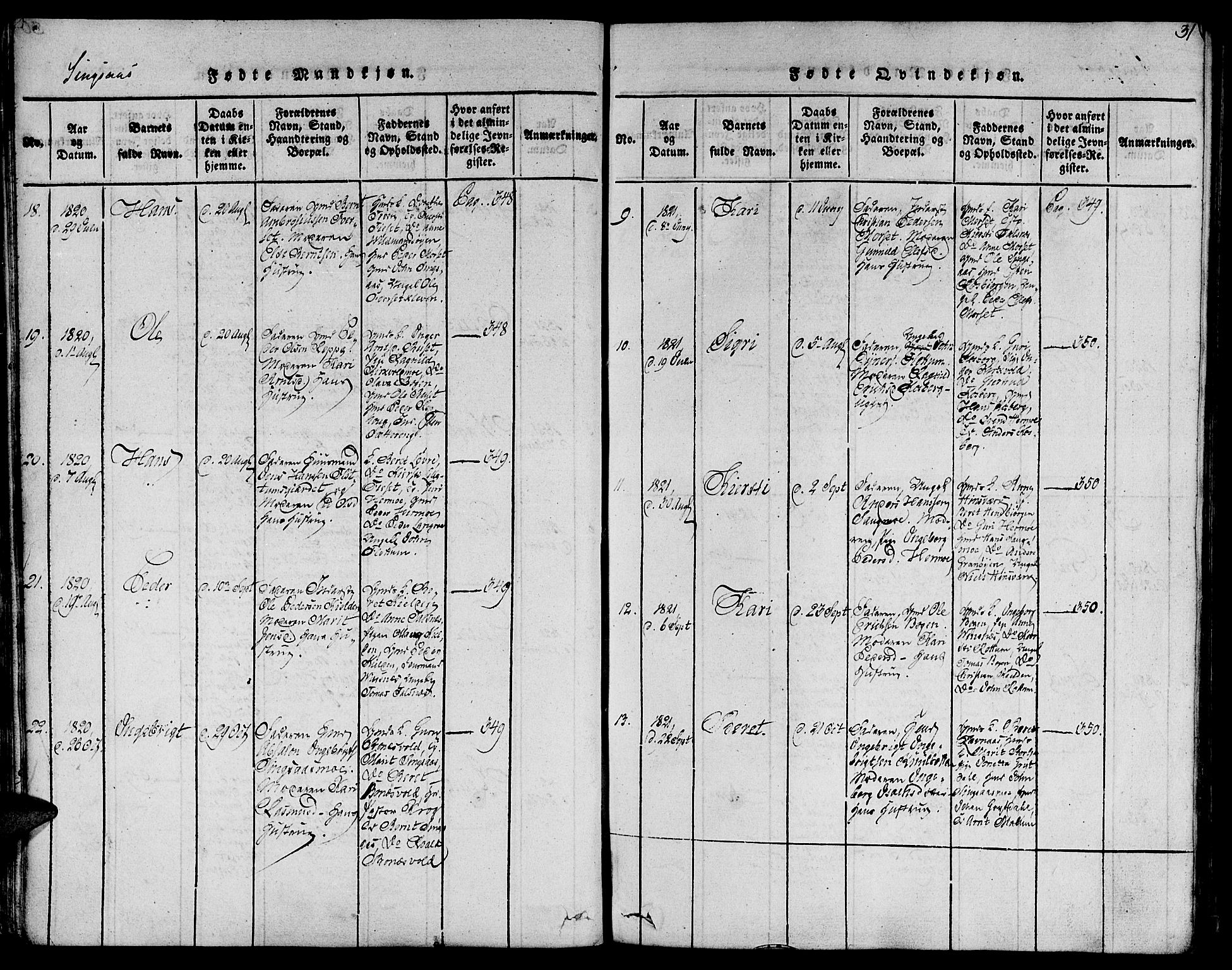 Ministerialprotokoller, klokkerbøker og fødselsregistre - Sør-Trøndelag, SAT/A-1456/685/L0955: Parish register (official) no. 685A03 /2, 1817-1829, p. 31