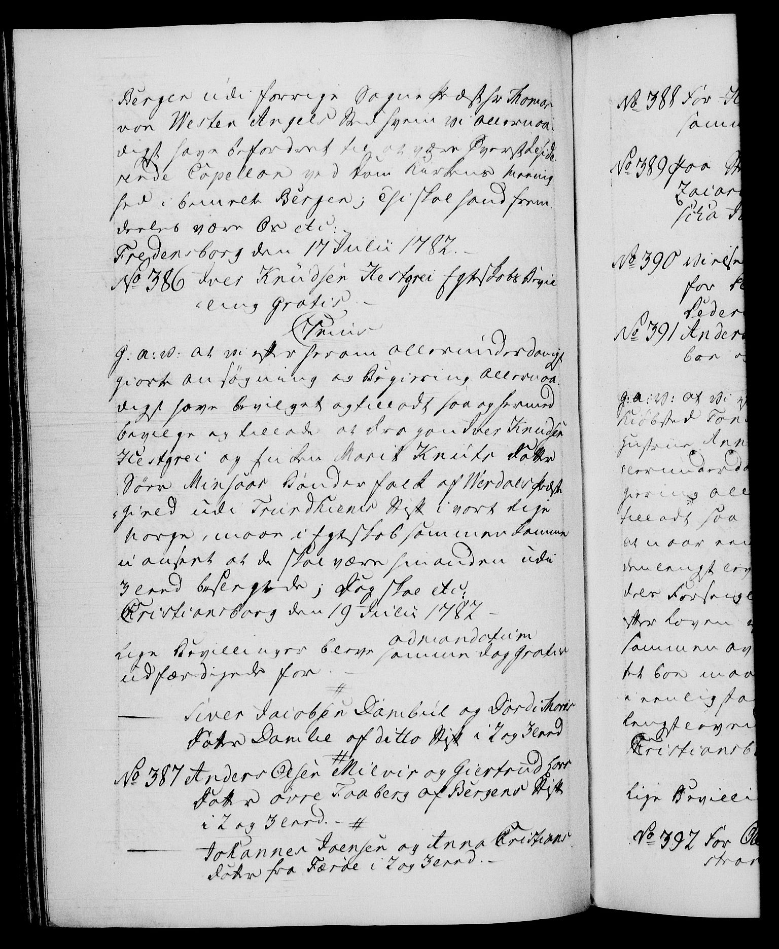 Danske Kanselli 1572-1799, RA/EA-3023/F/Fc/Fca/Fcaa/L0049: Norske registre, 1782-1783, p. 225b