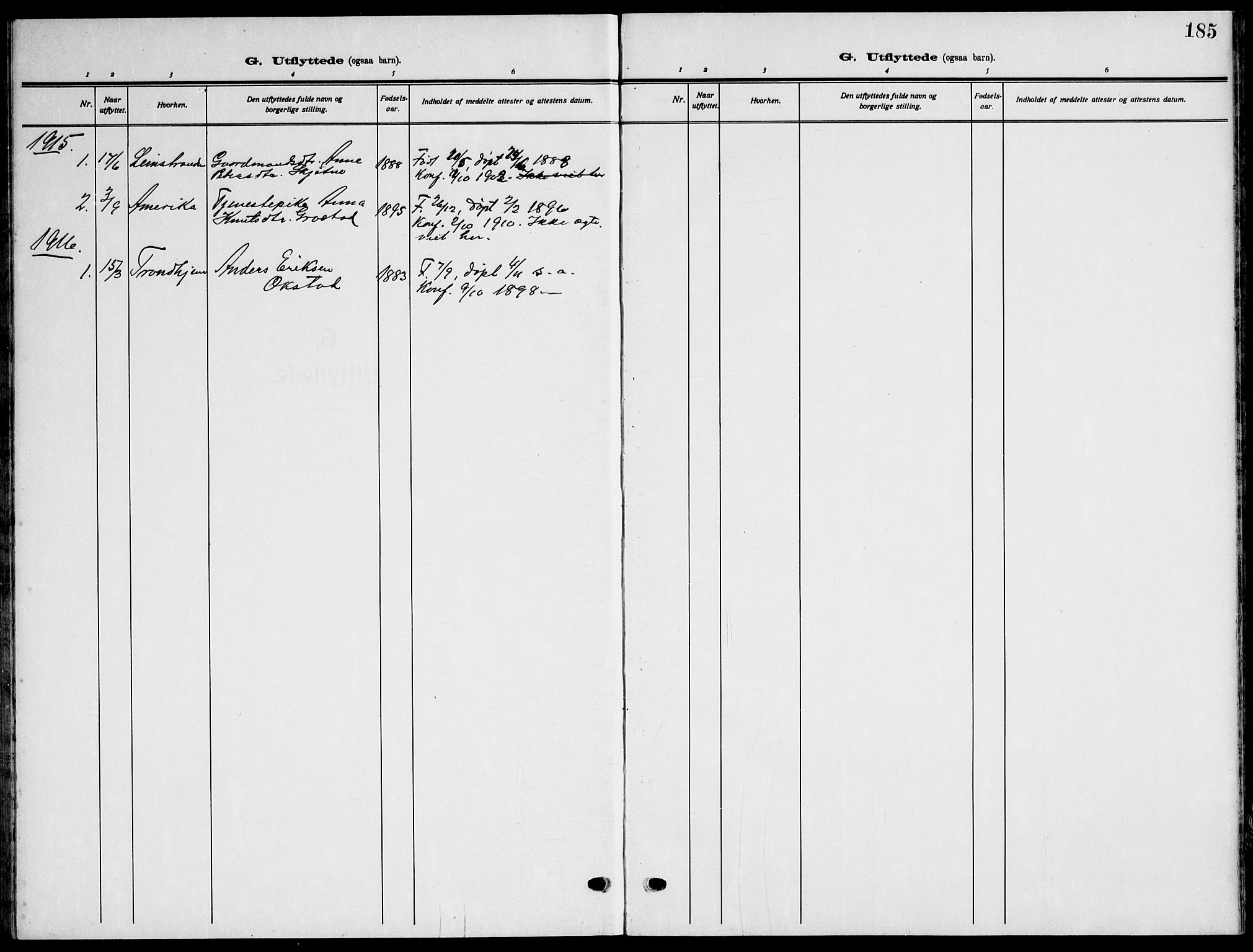 Ministerialprotokoller, klokkerbøker og fødselsregistre - Sør-Trøndelag, SAT/A-1456/621/L0462: Parish register (copy) no. 621C05, 1915-1945, p. 185