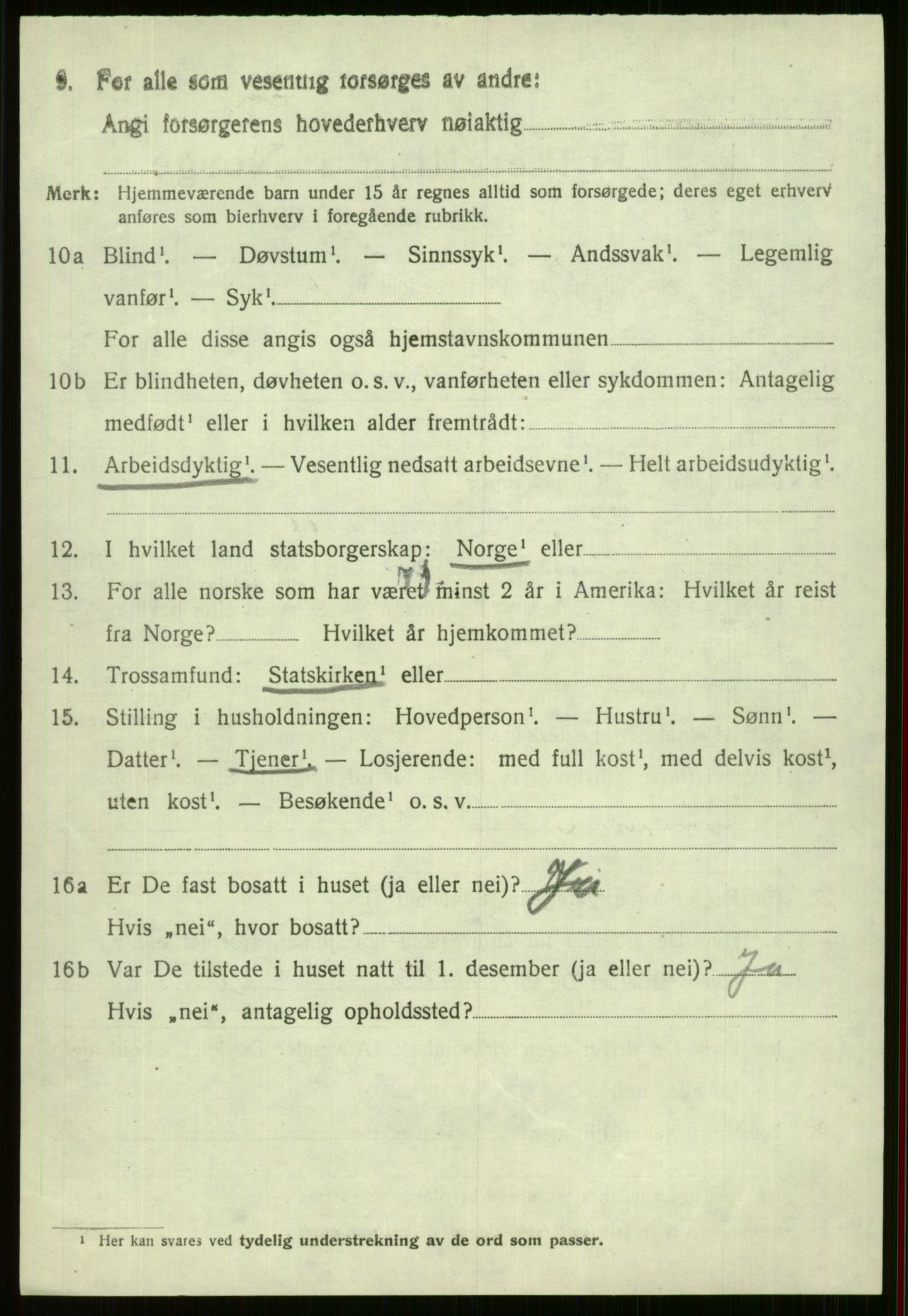 SAB, 1920 census for Voss, 1920, p. 15636