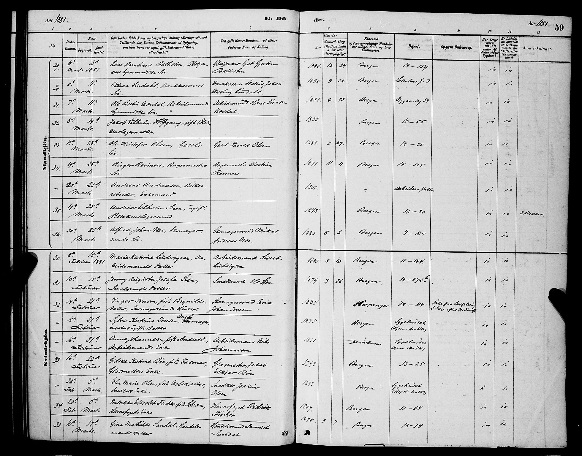 Domkirken sokneprestembete, AV/SAB-A-74801/H/Hab/L0041: Parish register (copy) no. E 5, 1878-1900, p. 59