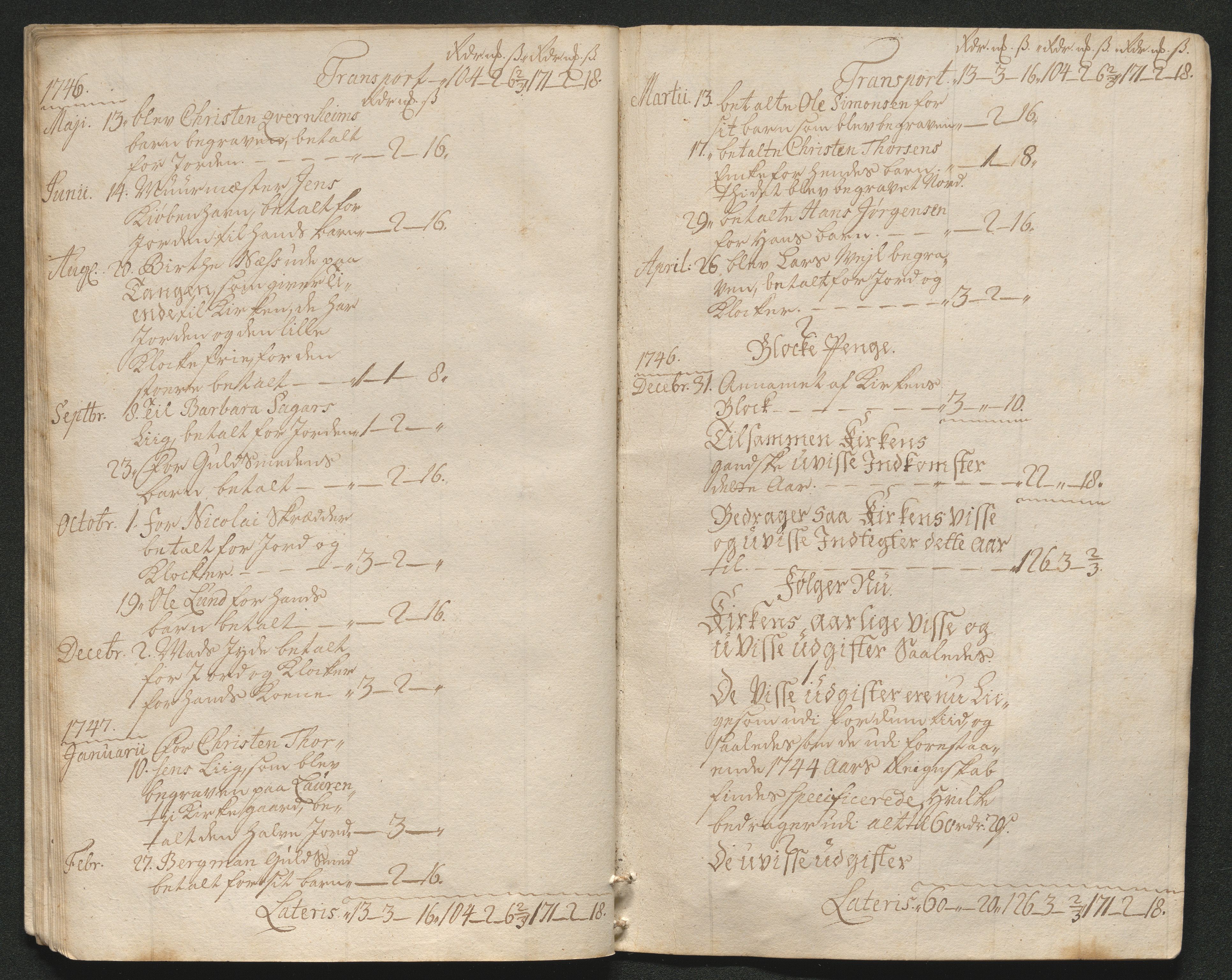 Tønsberg sokneprestkontor, AV/SAKO-A-329/R/Ra/L0003a: Kirkeregnskap. Vor Frue kirke., 1744-1747